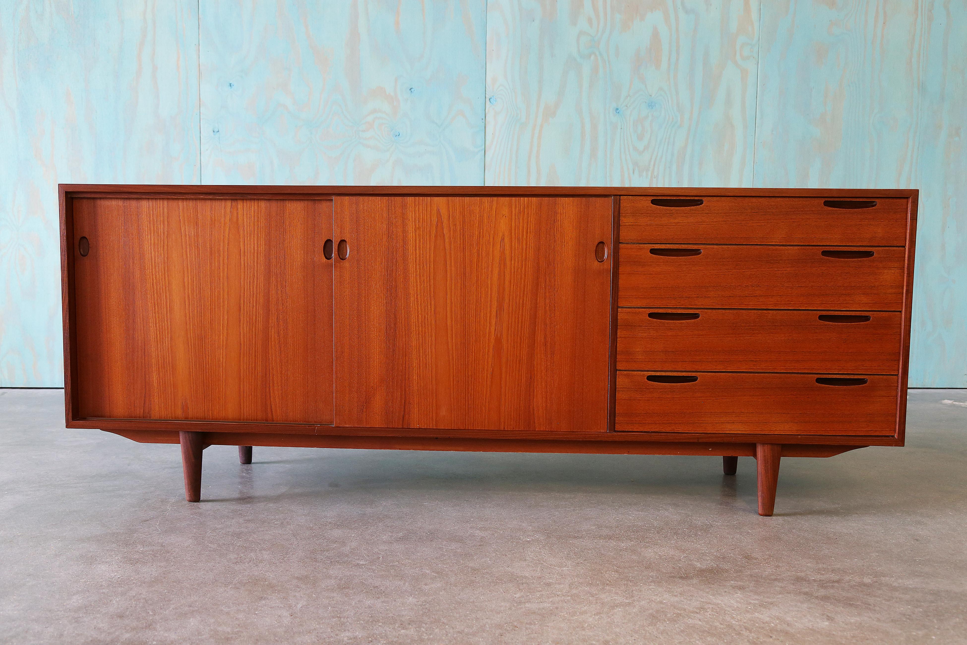 Mid-Century Modern 1950s Ib Kofod-Larsen for Clausen and Sons Denmark Teak Sideboard Buffet For Sale