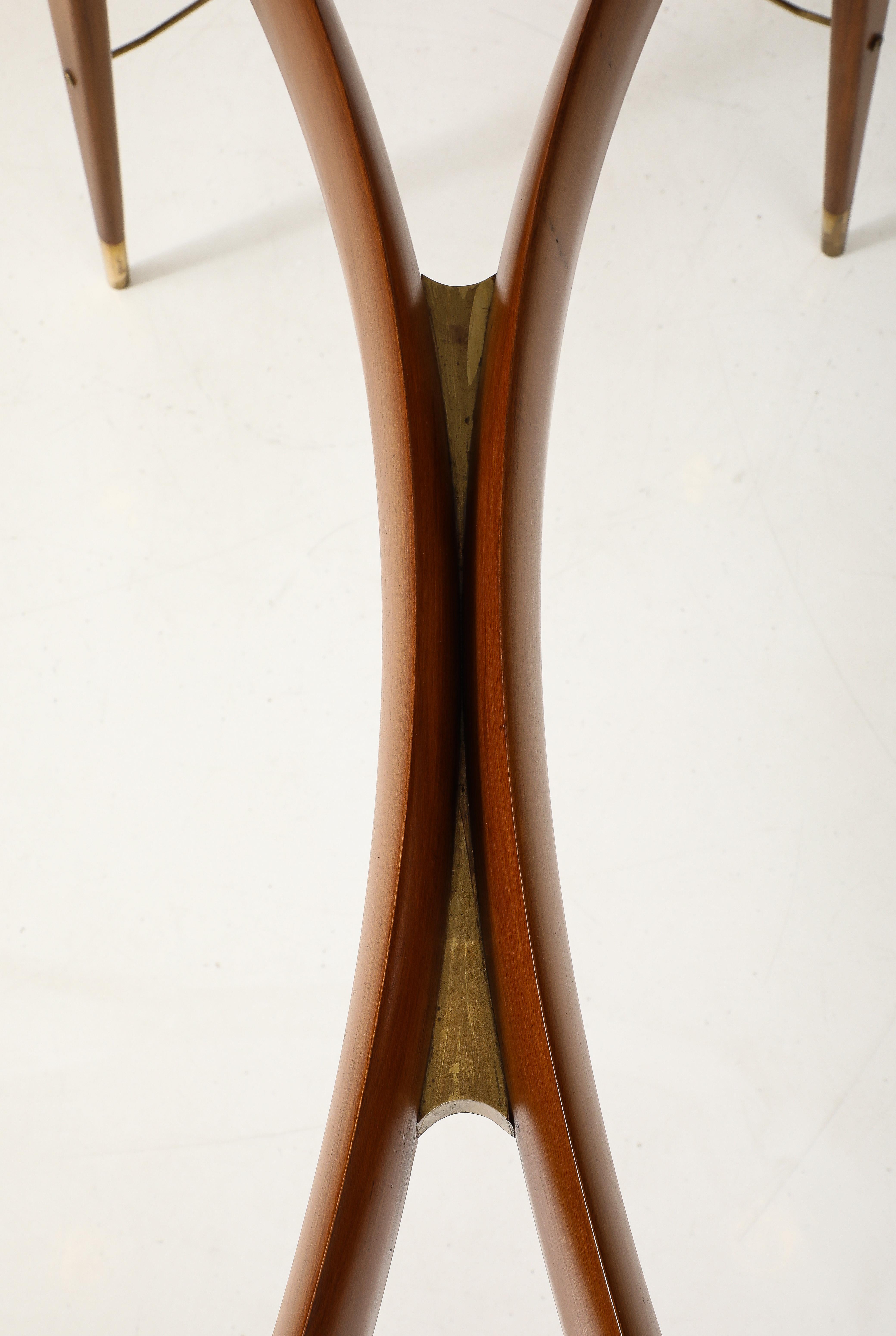1950's Ico Parisi Attributed Sculptural Cherrywood And Brass Dining Table For Sale 9