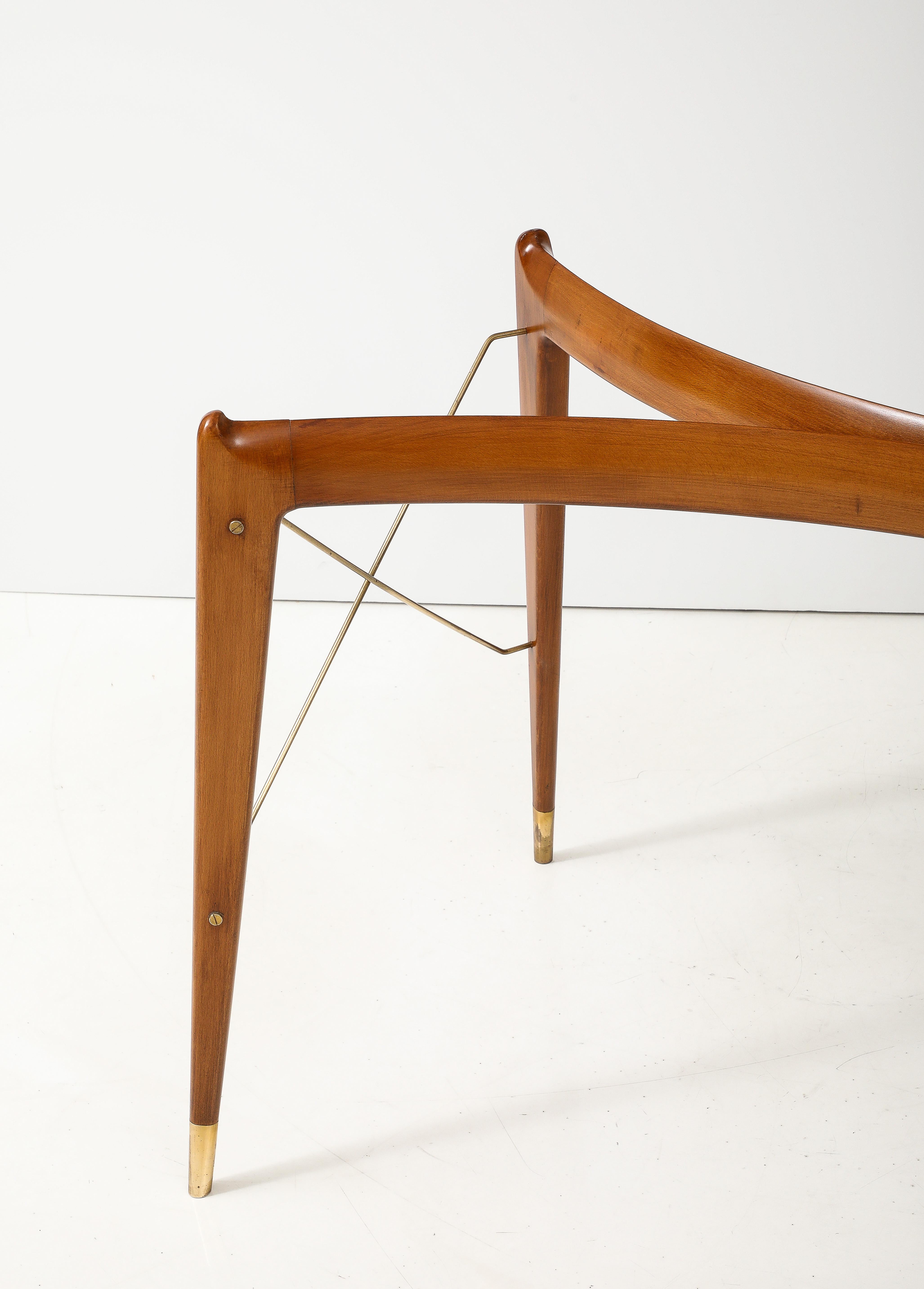 1950's Ico Parisi Attributed Sculptural Cherrywood And Brass Dining Table For Sale 13