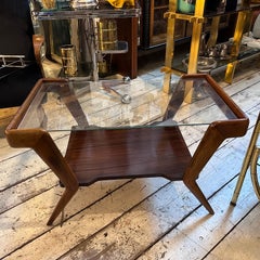 1950s Ico Parisi Attributed wood and Glass Rectangular Italian Coffee Table