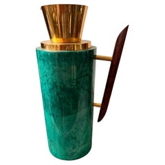 1950s Iconic Mid-Century Modern Green Goatskin and Brass Pitcher by Aldo Tura