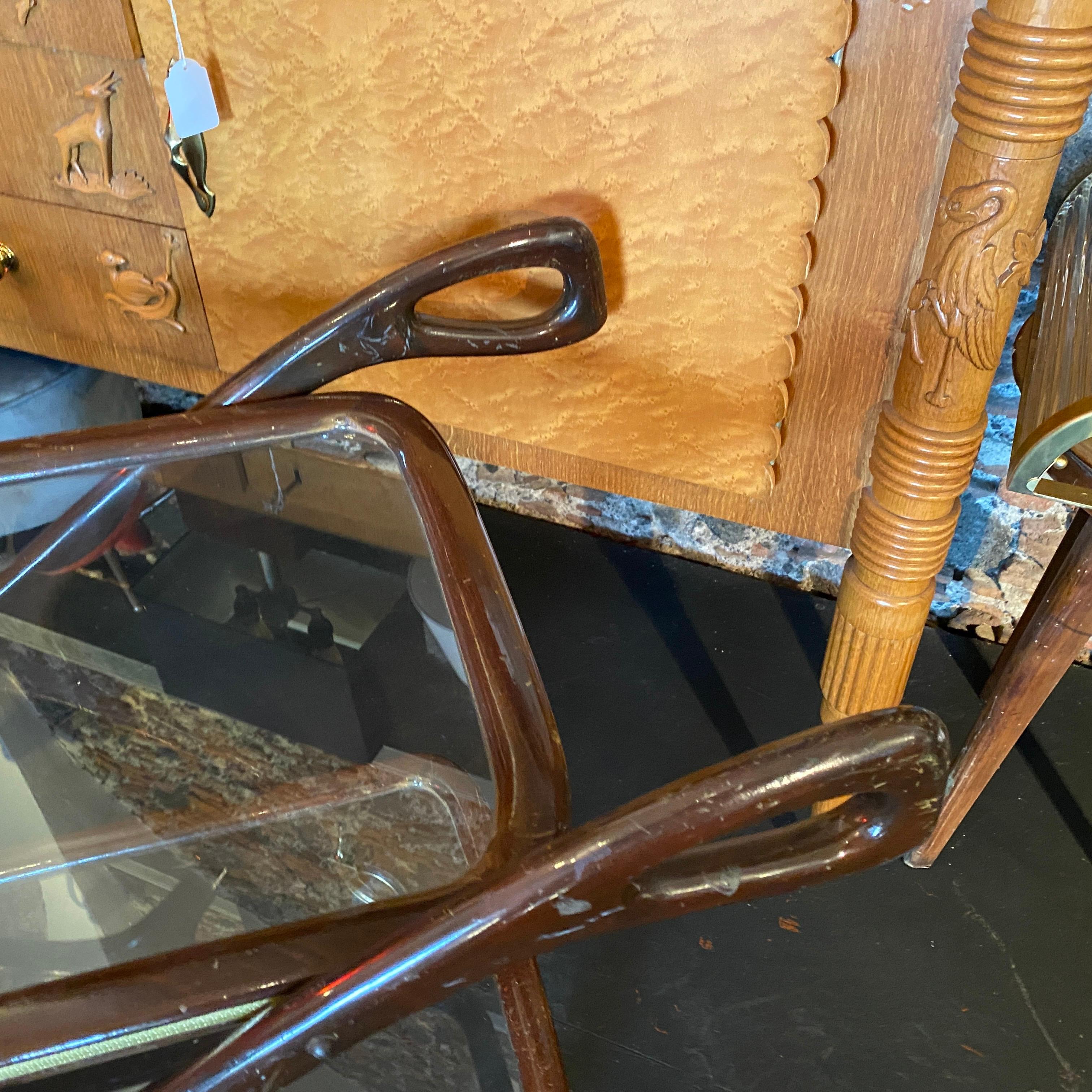 1950s Iconic Mid-Century Modern Mahogany Italian Bar Cart by Cesare Lacca In Good Condition In Aci Castello, IT