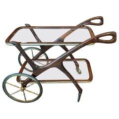 1950s Iconic Mid-Century Modern Mahogany Italian Bar Cart by Cesare Lacca