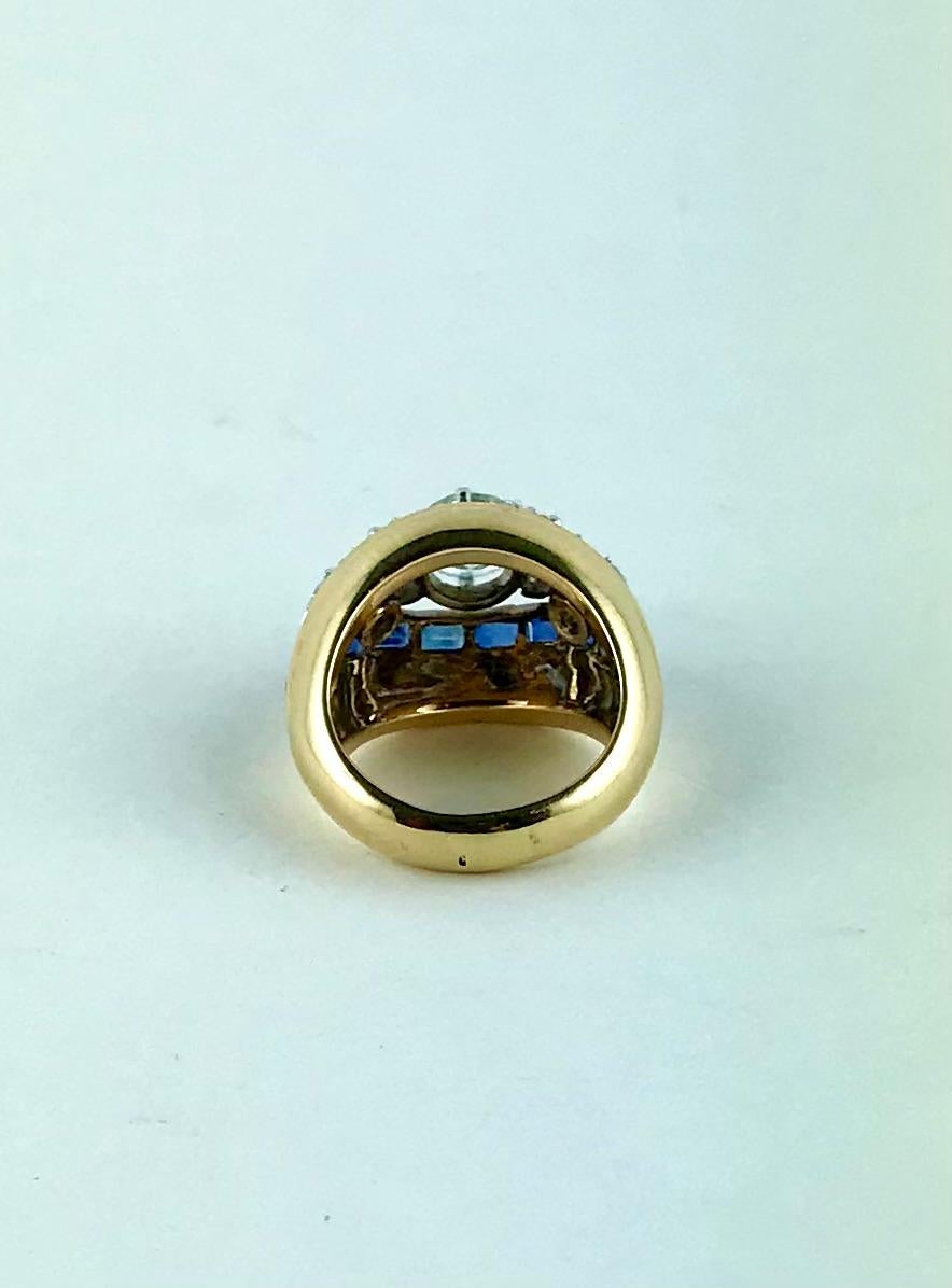 1950er Illario Ring aus Gelbgold, Diamanten und natürlichen Saphiren für Damen oder Herren im Angebot