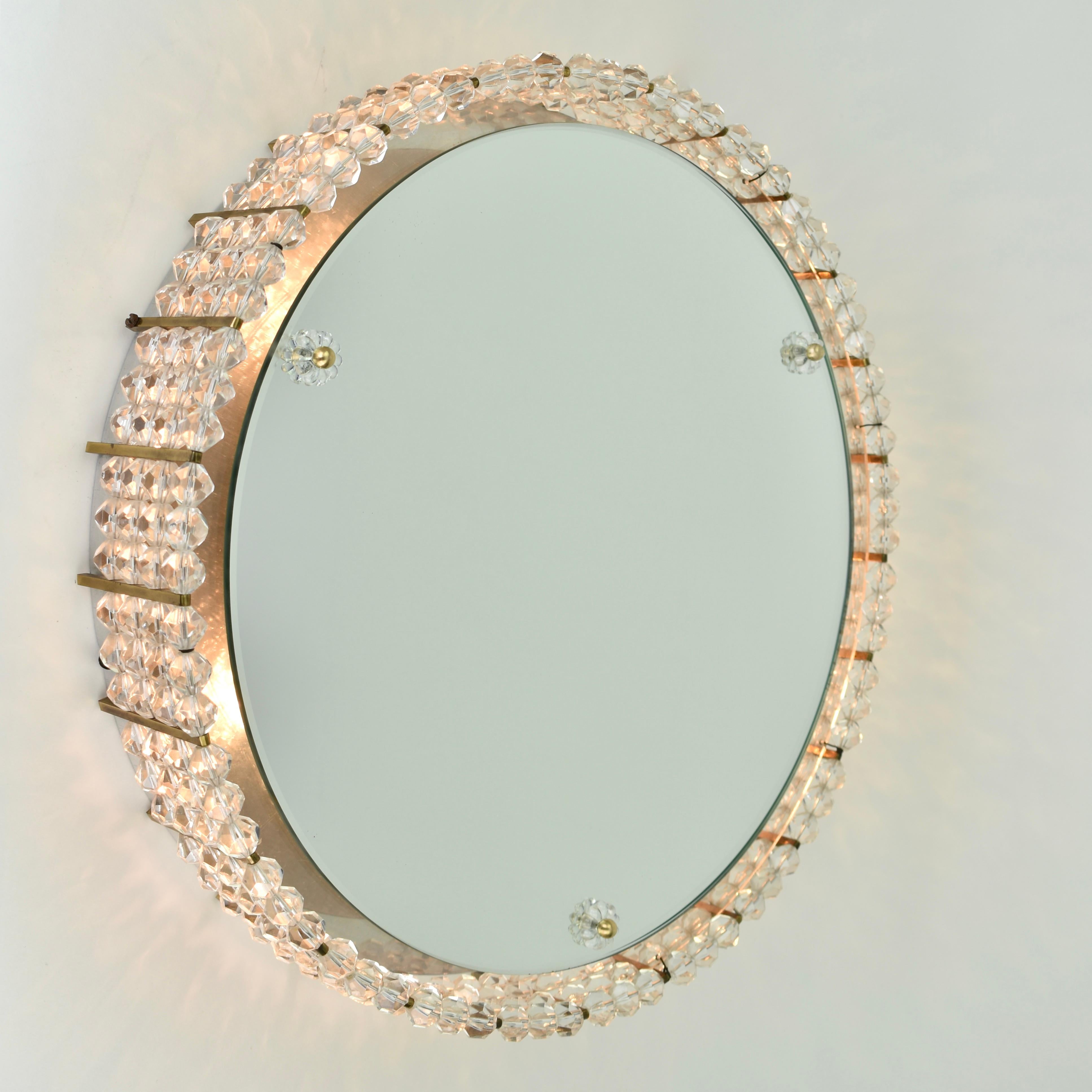 Milieu du XXe siècle Miroir éclairé des années 1950 par Rupert Nikoll, Autriche en vente