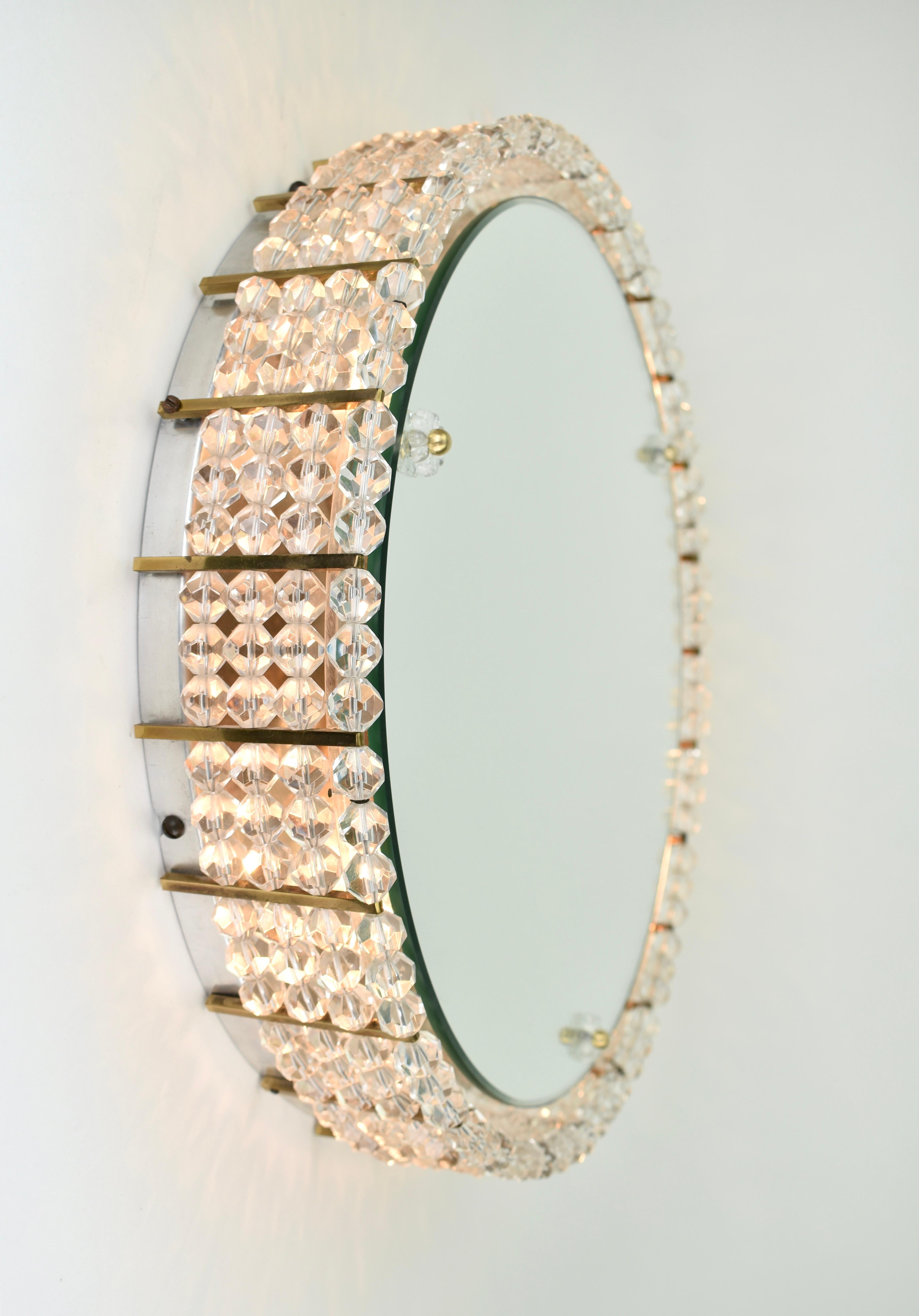 Miroir éclairé des années 1950 par Rupert Nikoll, Autriche en vente 1