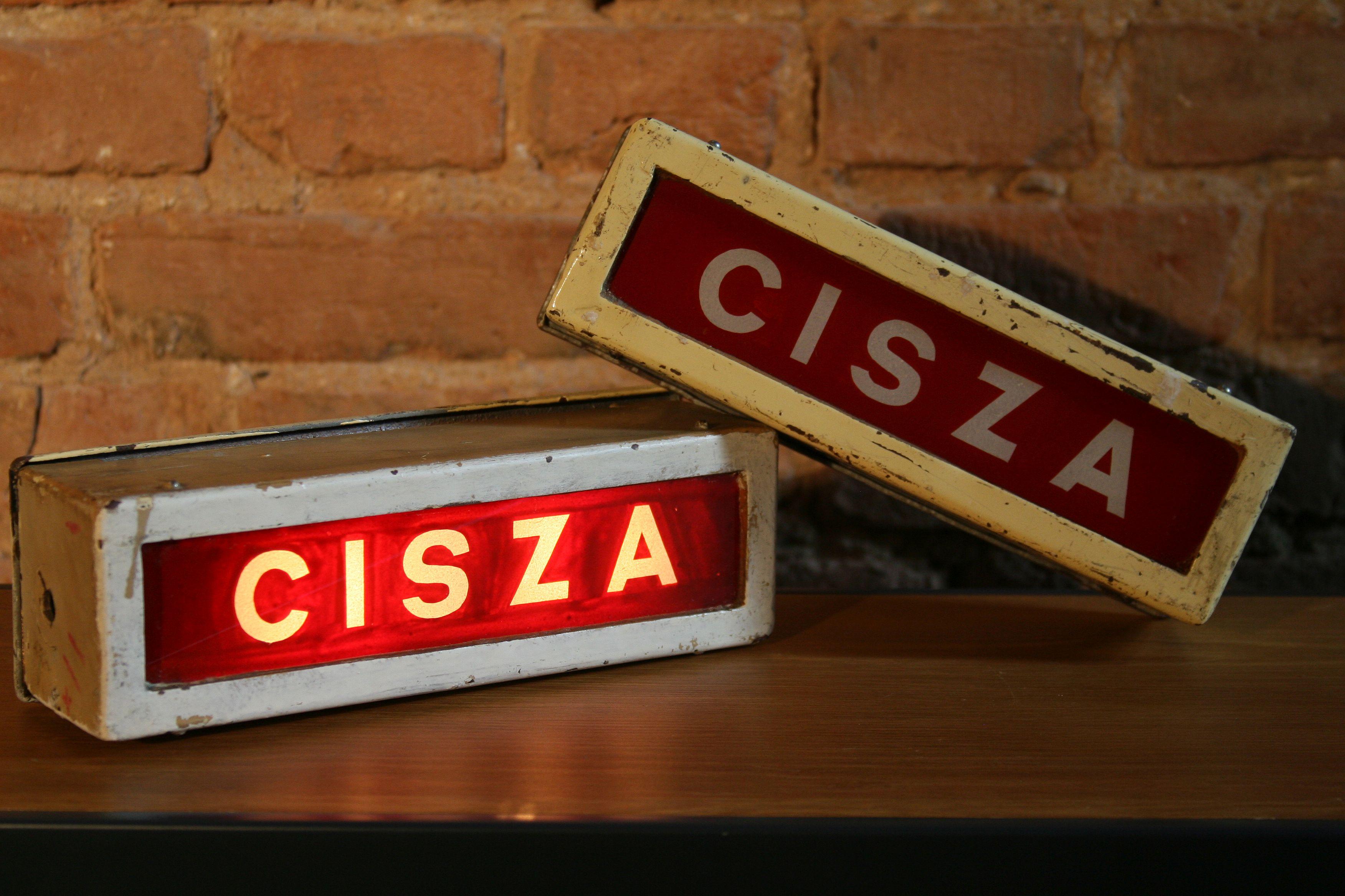 Industrial 1950s Illuminated Theater Sign “Cisza”, Meaning “Silence”