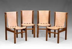 1950s Ilmari Tapiovaara Chairs in Leather and Beech