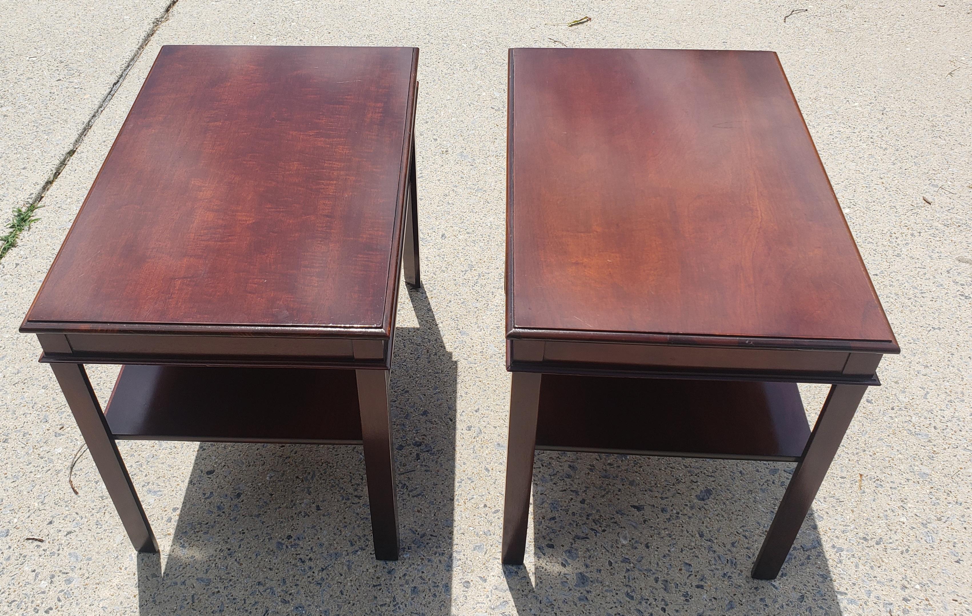 20th Century 1950s Imperial Grand Rapids Genuine Mahogany Two Tier Side Tables, a pair For Sale