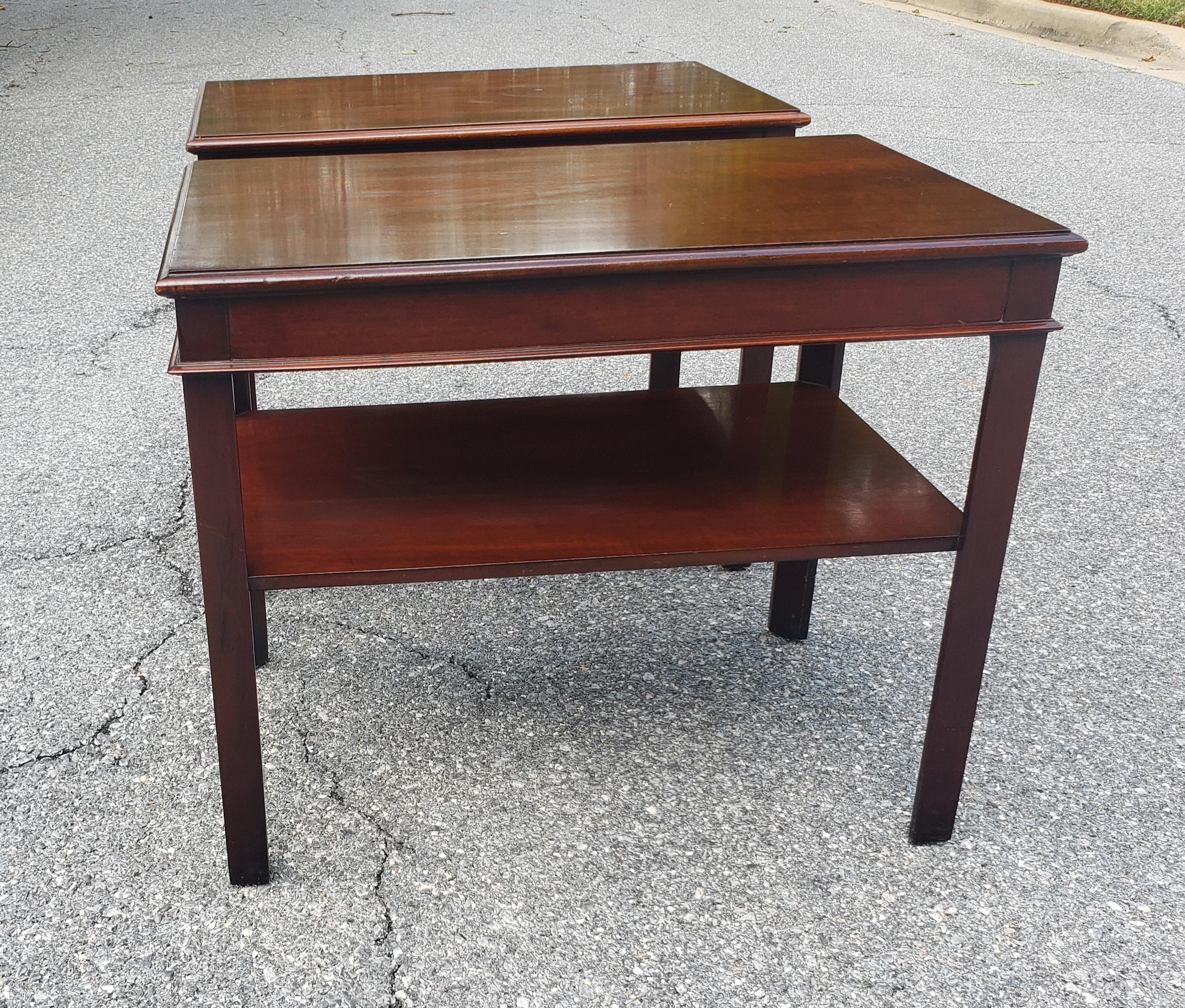 American 1950s Imperial Grand Rapids Genuine Mahogany Two Tier Side Tables, a pair For Sale