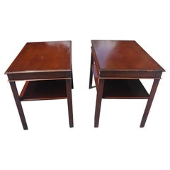 1950s Imperial Grand Rapids Genuine Mahogany Two Tier Side Tables, a pair