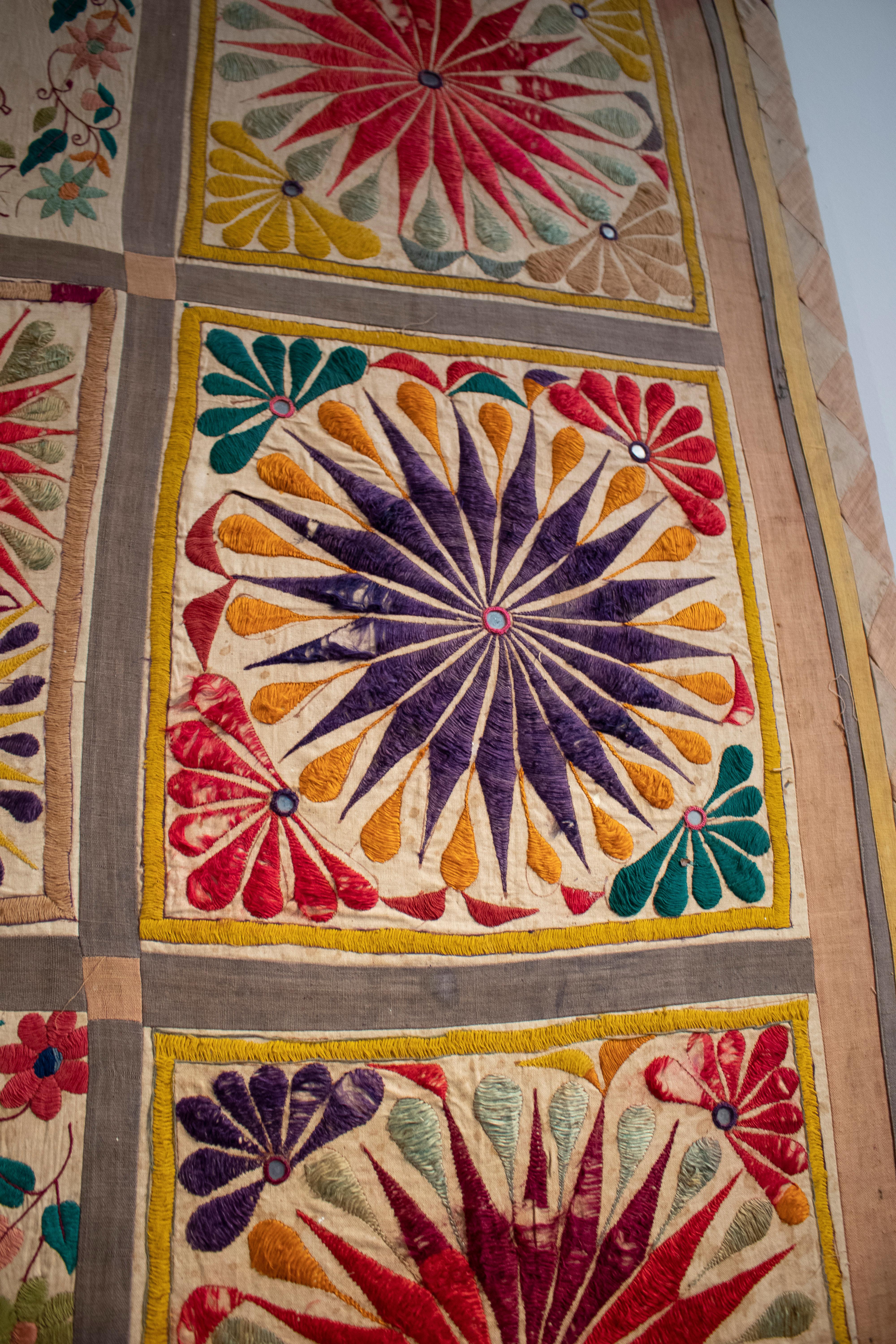 1950s Indian Hand Woven Tapestry Quilt For Sale 1