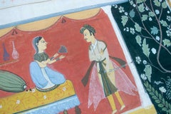 1950s Indian Painted Cloth with Palace Scene and Garden, North India.