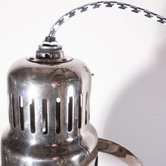 1950s Industrial Adjustable Chrome Floor Standing Lamp, Light, Swivel Base