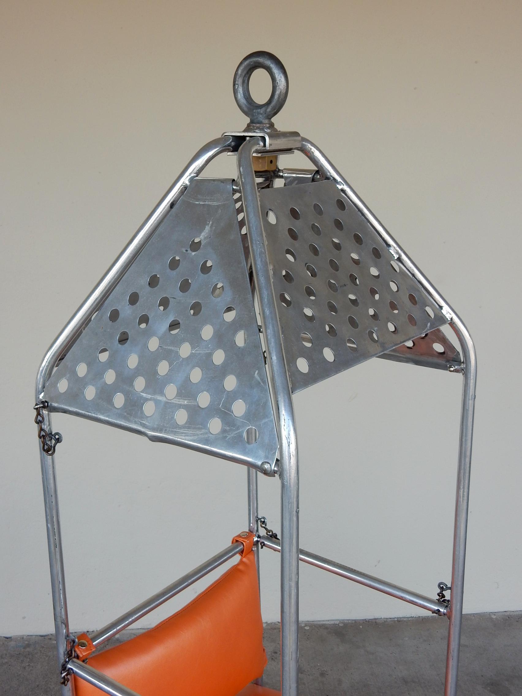 20th Century 1950s Industrial Aluminum Crane or Airplane Hoist Canopy Chair For Sale