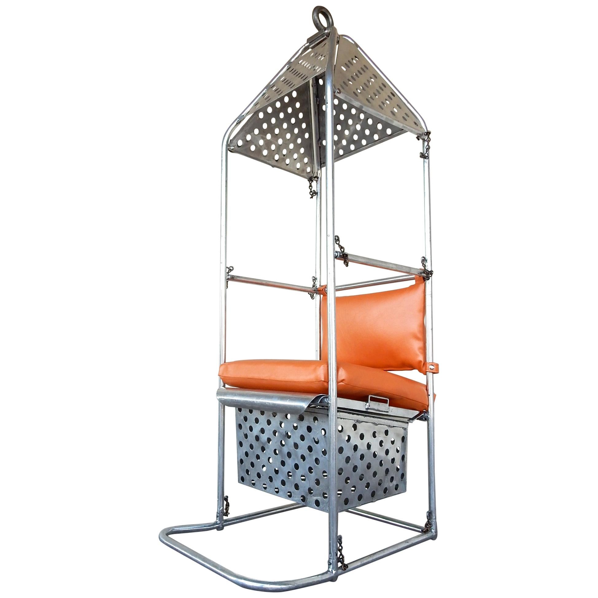 1950s Industrial Aluminum Crane or Airplane Hoist Canopy Chair For Sale