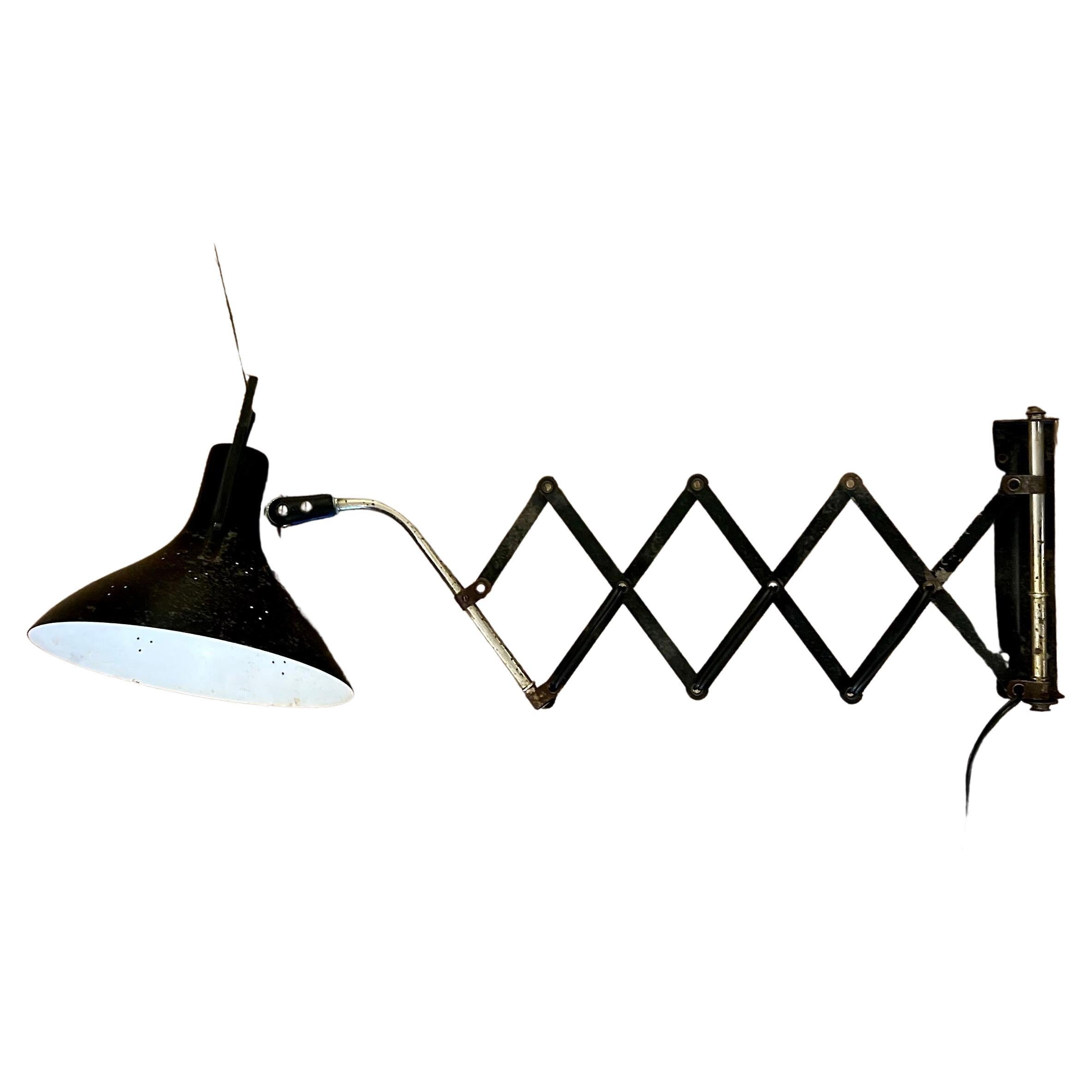 Mid-Century Modern  1950s Industrial Atomic Age Scissor Multidirectional Wall Lamp by Lightolier 