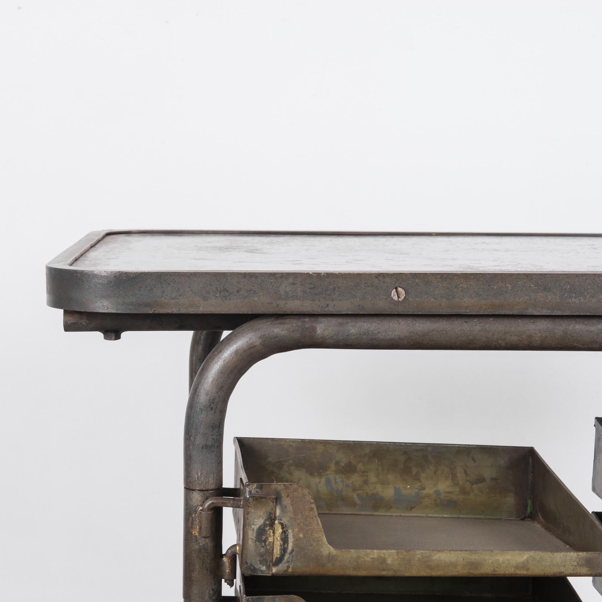 Metal 1950s Industrial Belgian Work Table