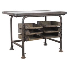Vintage 1950s Industrial Belgian Work Table