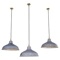 1950’s Industrial Benjamin Enamelled Grey Pendant Lamps (Model 1) - 14 Inch