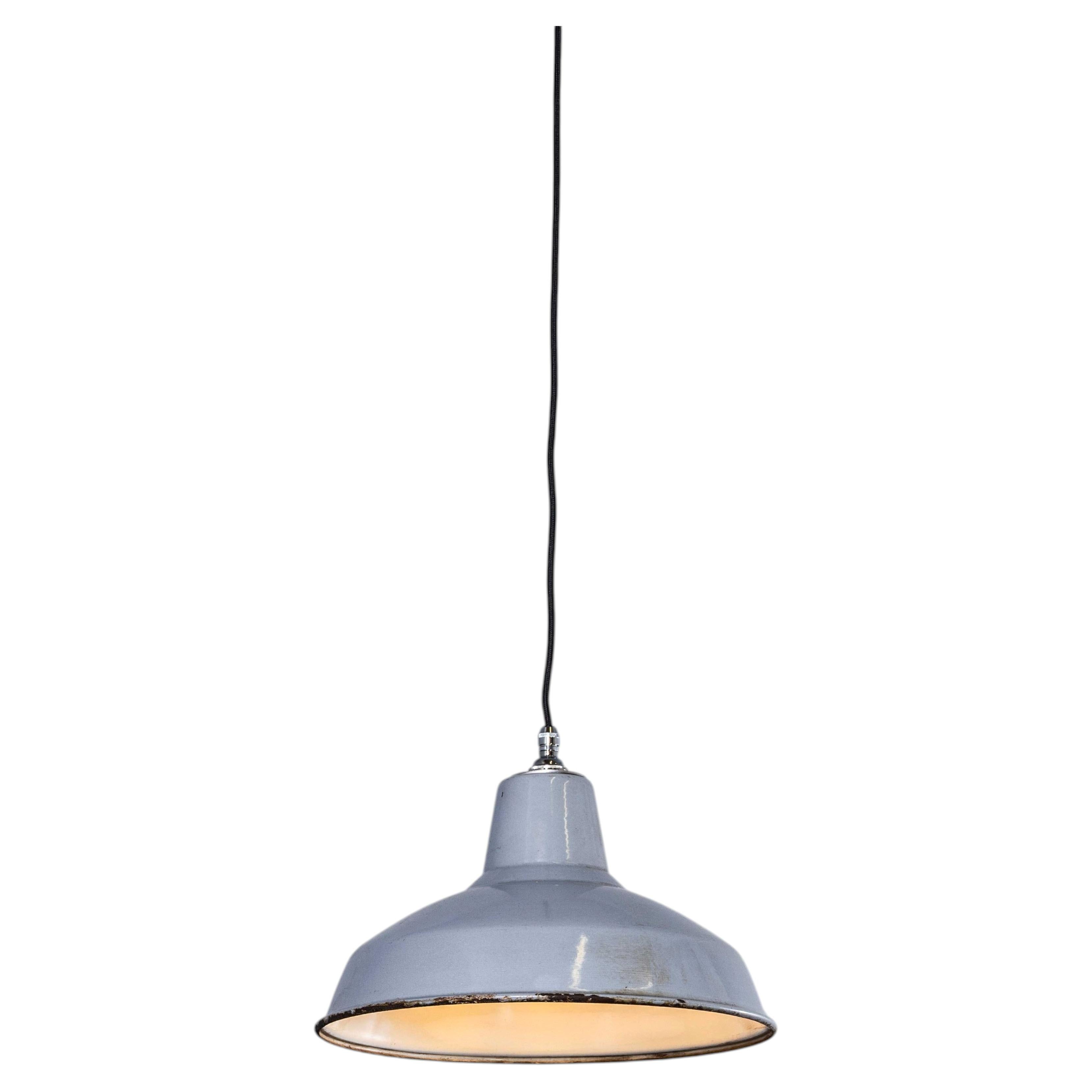 1950’s Industrial Benjamin Enamelled Grey Pendant Lamps (Model 4) - 14 Inch For Sale
