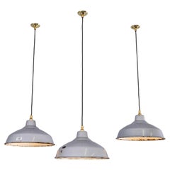 1950’s Industrial Benjamin Enamelled Grey Pendant Lamps (Model 5) - 14 Inch