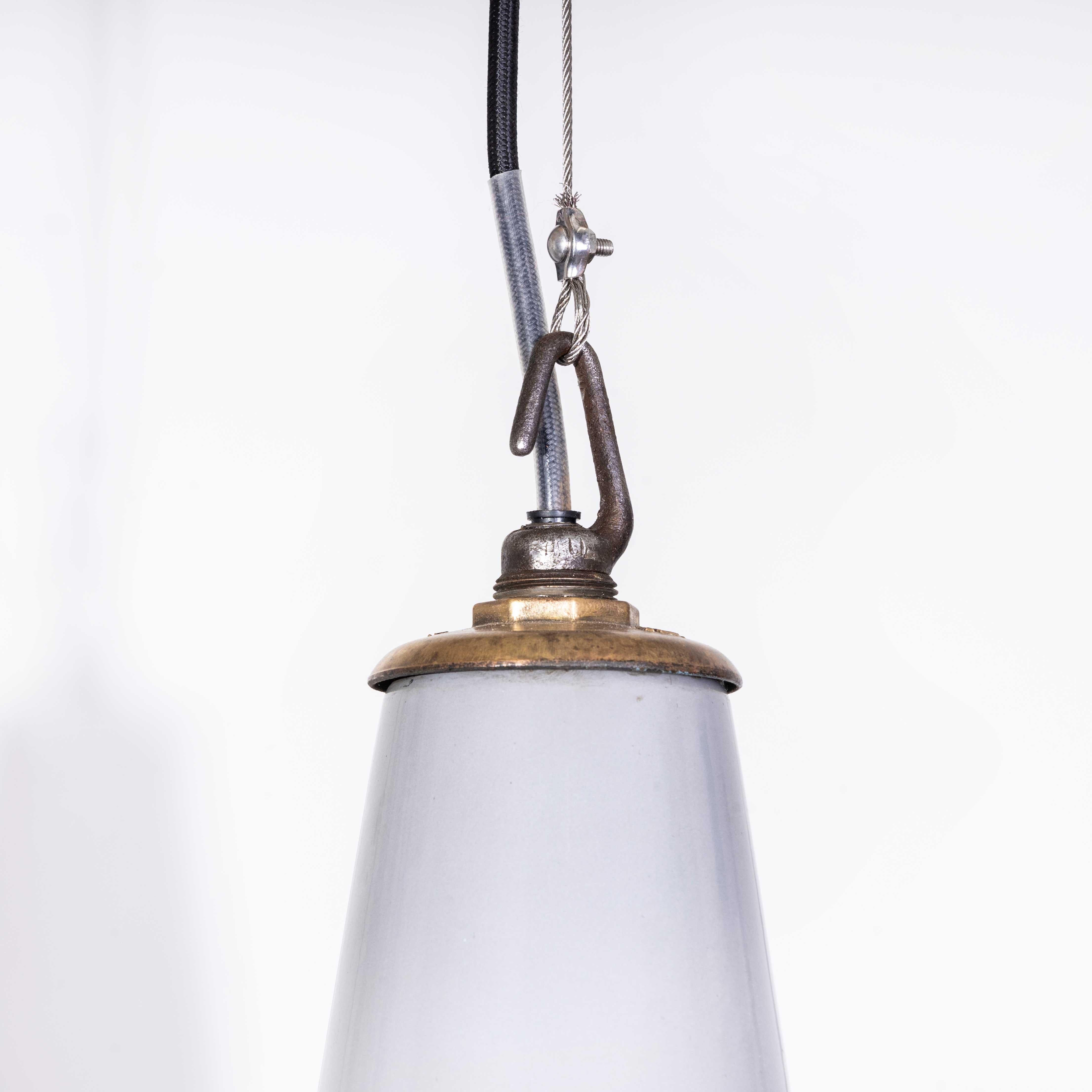 1950's Industrial Benjamin Enamelled Pendant Lamps 16 Inch - Pair For Sale 5