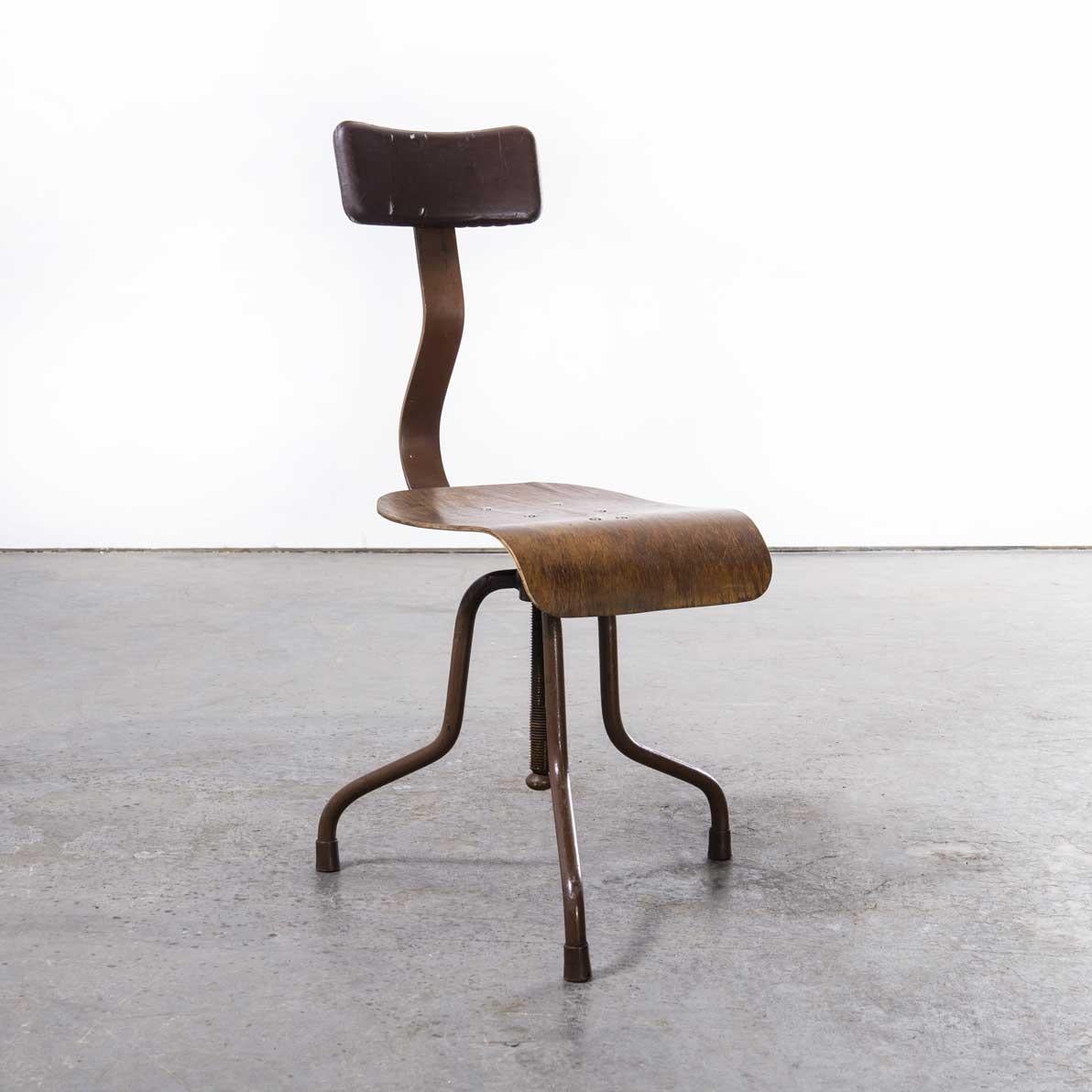 Birch 1950's Industrial Czech Swivel Chair, '1767.3' For Sale