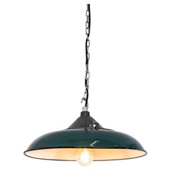 1950's Industrial Green Disc Pendant Lamps
