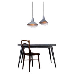 1950’s Industrial Grey Benjamin Crysteel Enamelled Parabolic Lamps - Pair