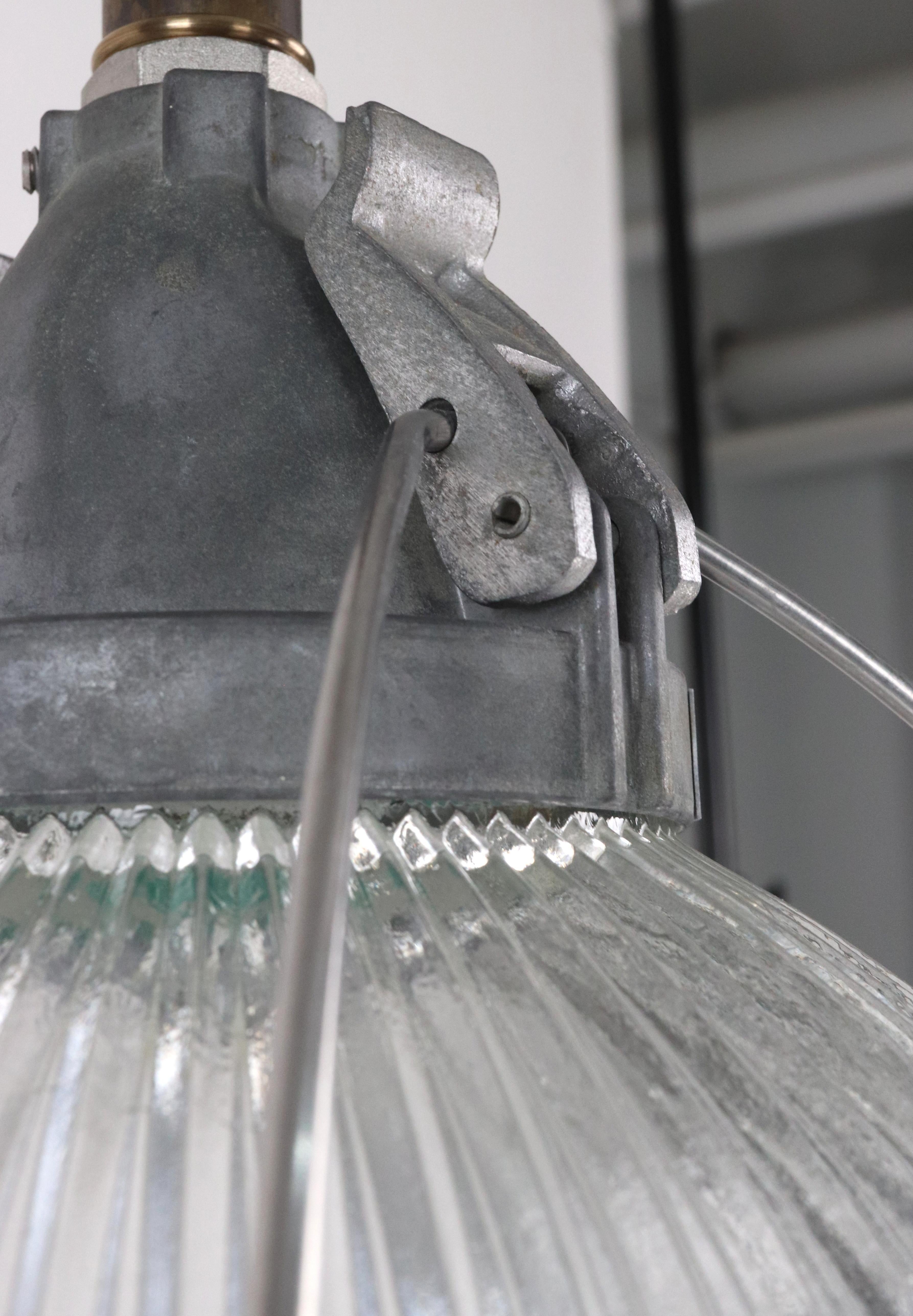 1950s Industrial Holophane Steel Pole Pendant Light Qty Available For Sale 7
