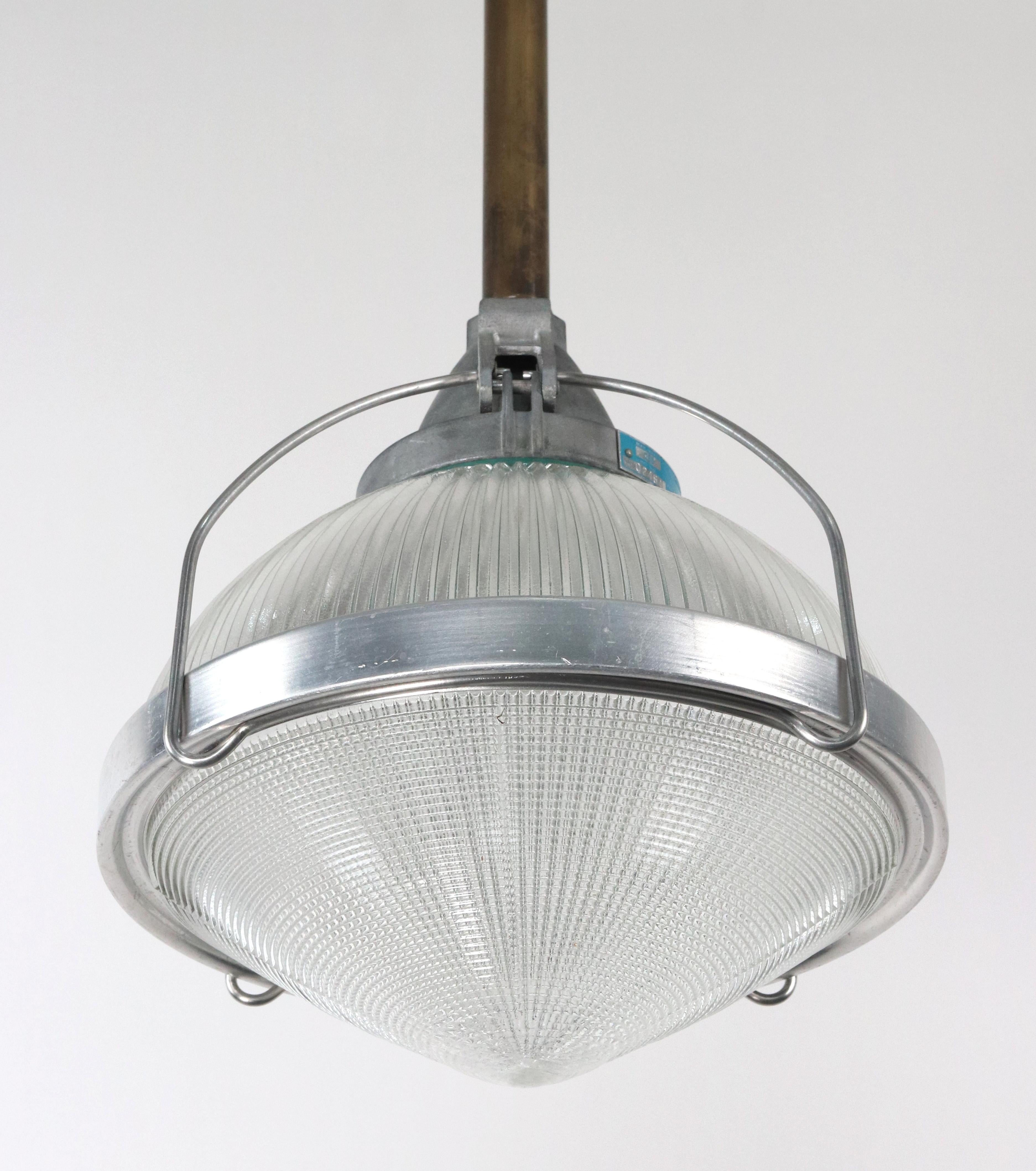 1950s Industrial Holophane Steel Pole Pendant Light Qty Available In Good Condition For Sale In New York, NY