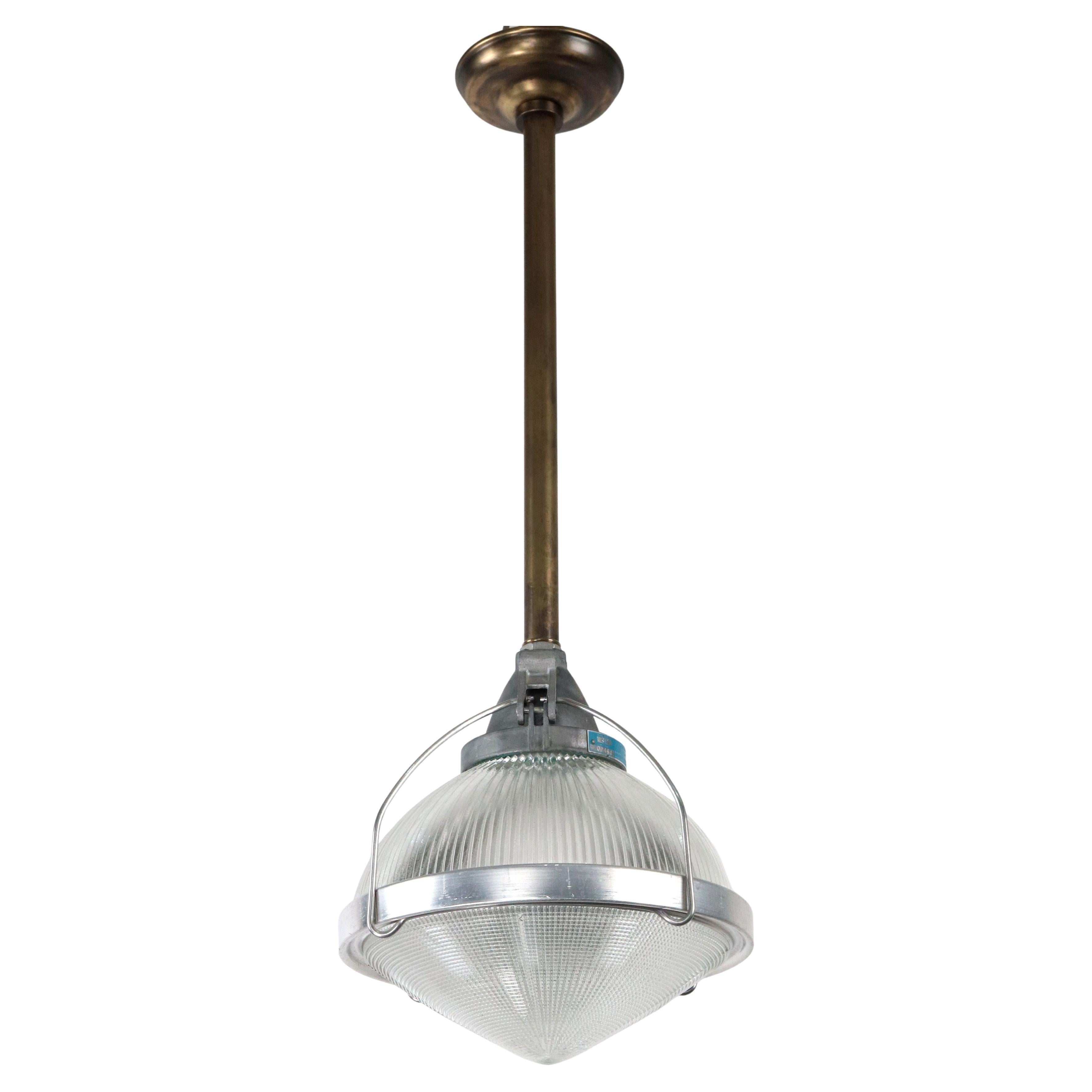 1950s Industrial Holophane Steel Pole Pendant Light Qty Available For Sale