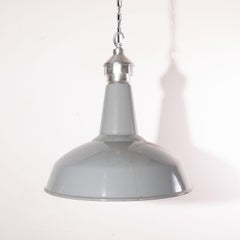 1950s Industrial Large Benjamin Enamelled Hanging Ceiling Pendant Lamps, Lights