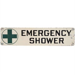 1950s Industrial Metal " Emergency Shower " Sign