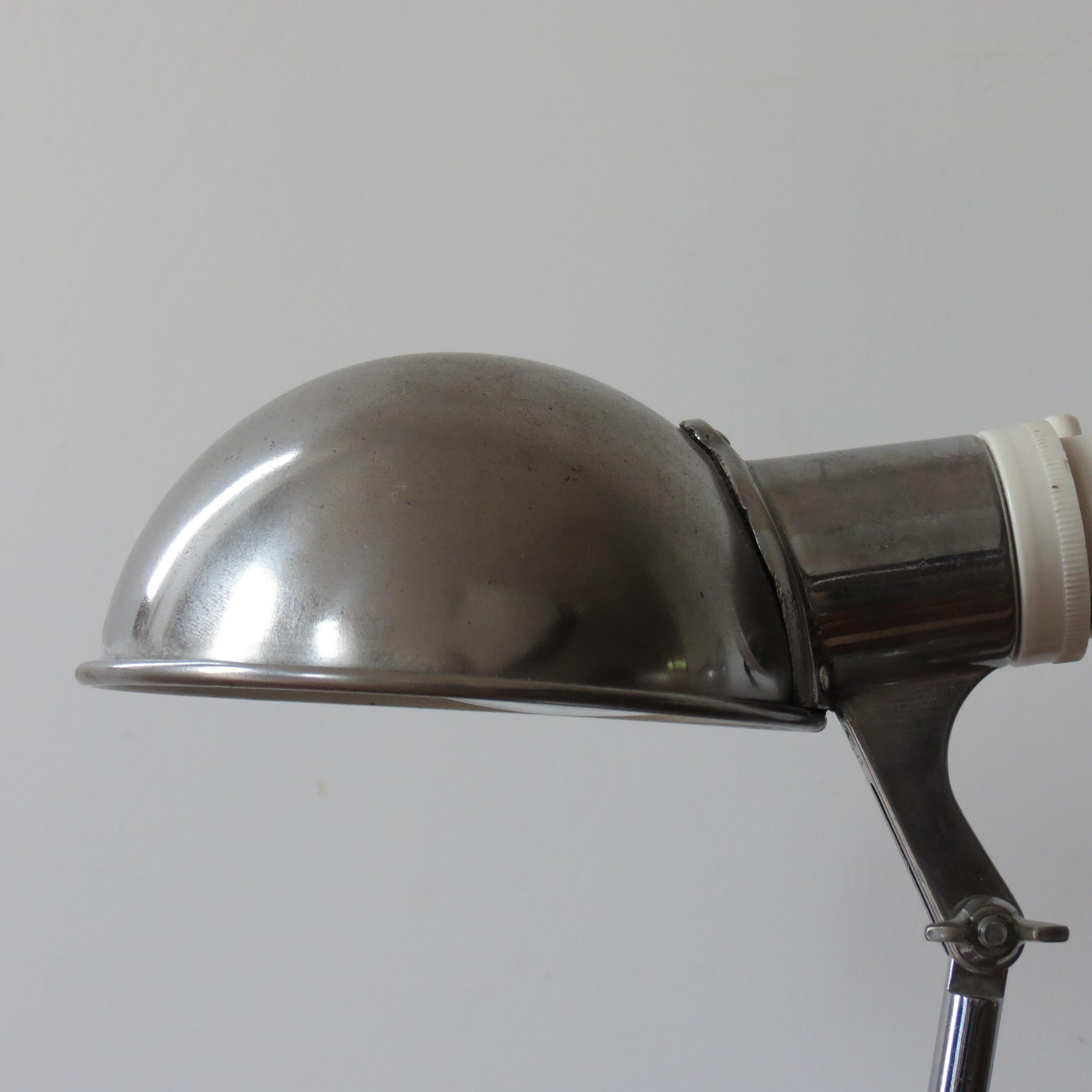 20th Century 1950s Industrial Metek Metal Travelling Desk Lamp Aluminum Folding Desk Lamp