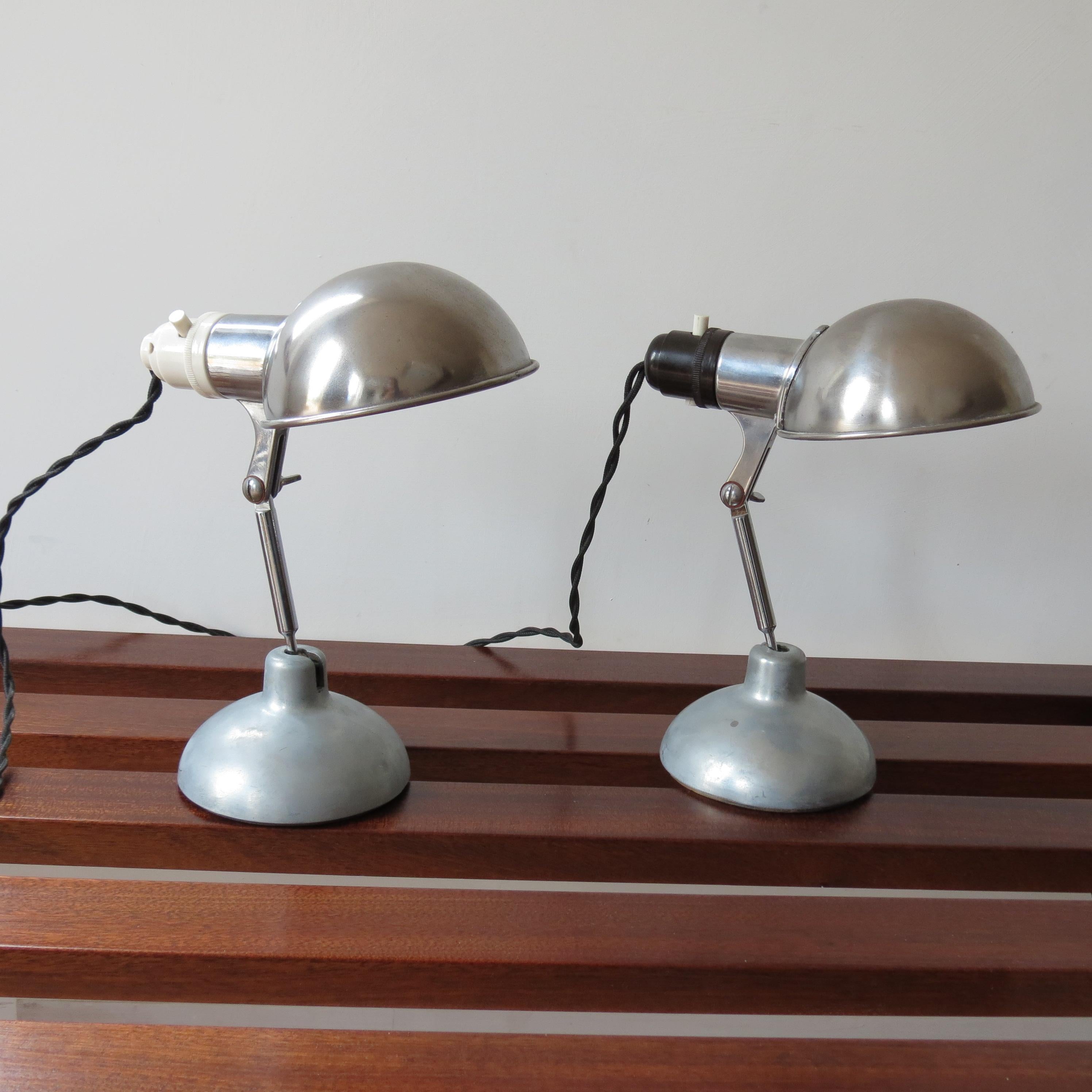 Machine-Made 1950s Industrial Metek Metal Travelling Lamp Aluminium Folding Adjustable Lamp B