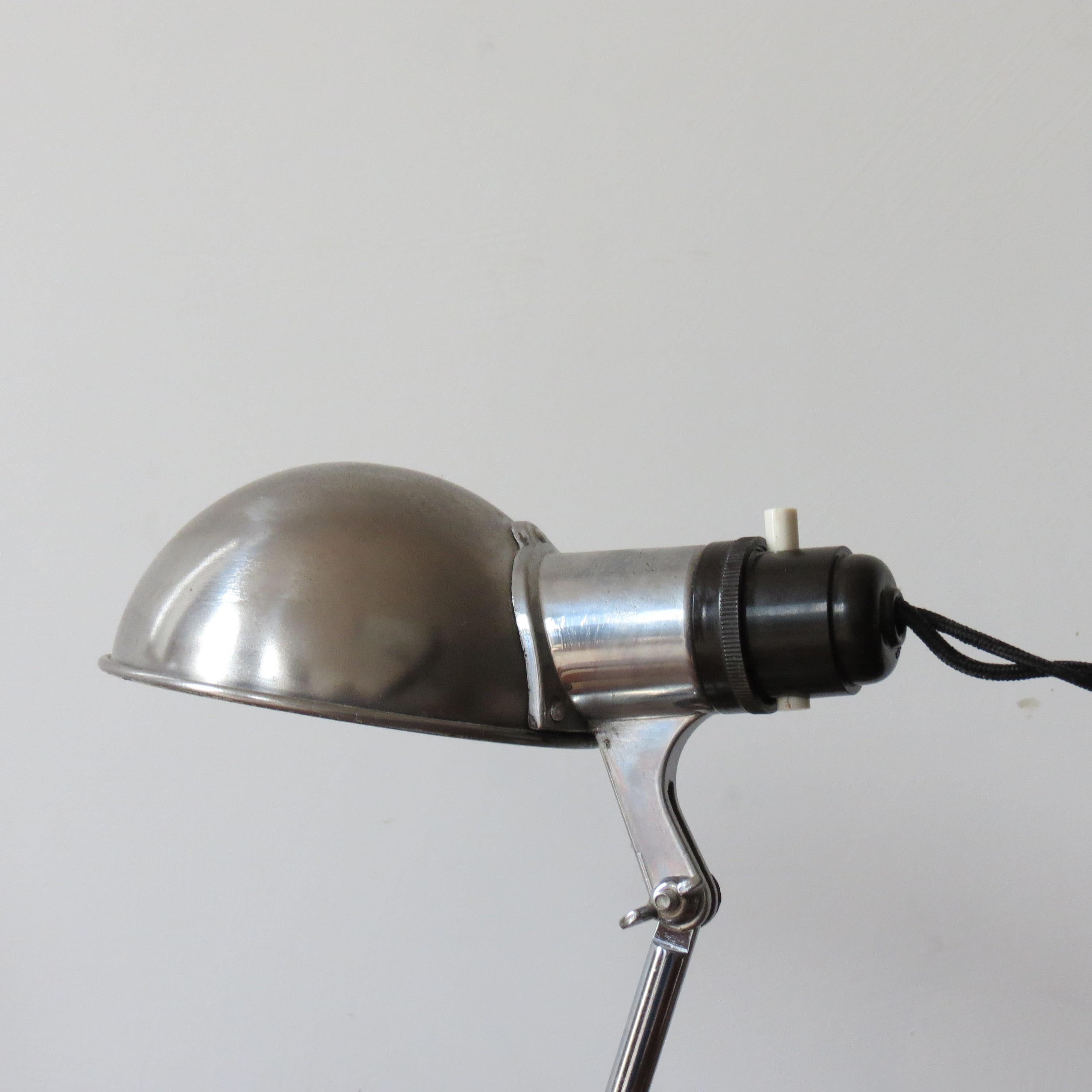 1950s Industrial Metek Metal Travelling Lamp Aluminium Folding Adjustable Lamp B In Good Condition In Stow on the Wold, GB