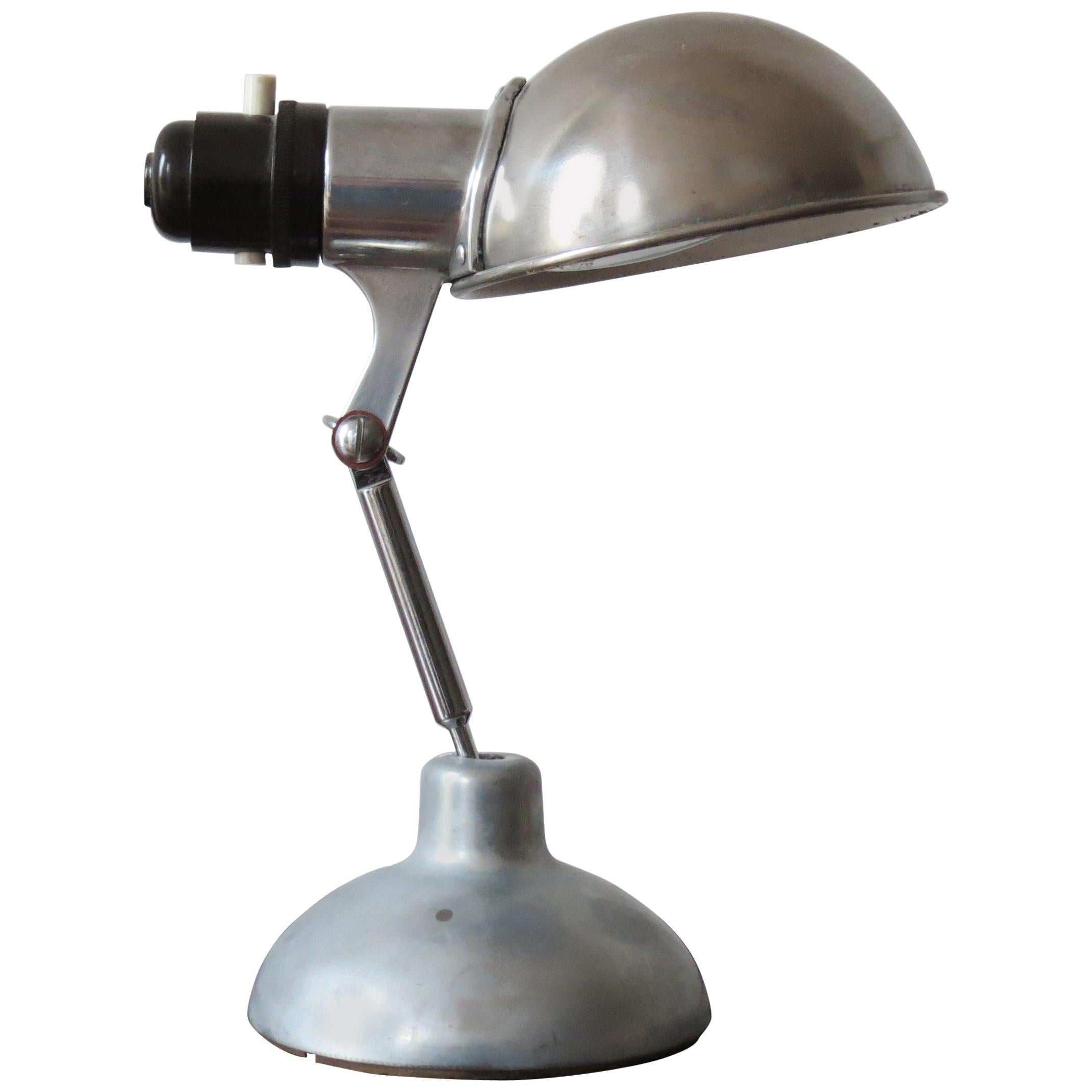 1950s Industrial Metek Metal Travelling Lamp Aluminium Folding Adjustable Lamp B