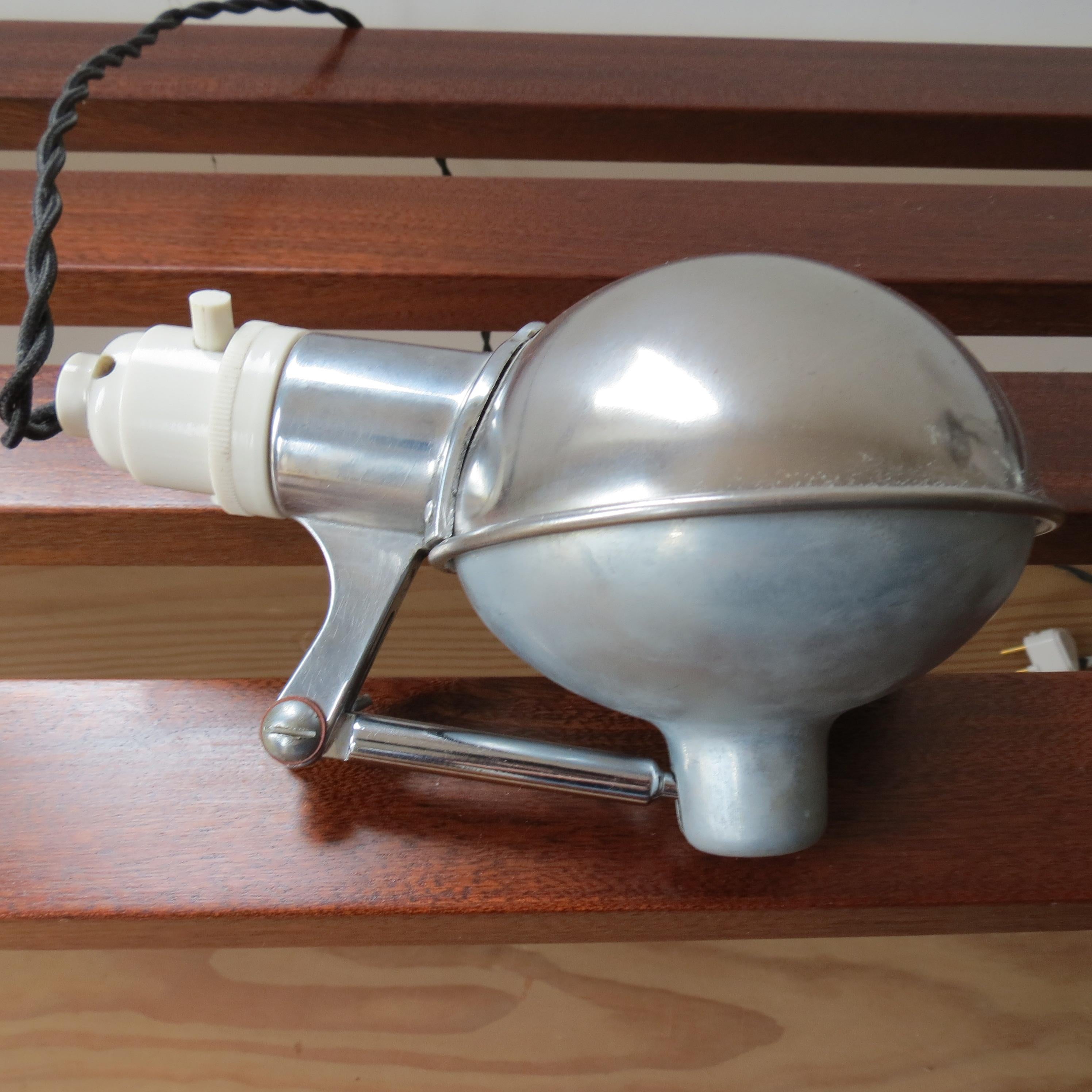 1950s Industrial Metek Metal Travelling Lamp Aluminium Folding Adjustable Lamp W 9
