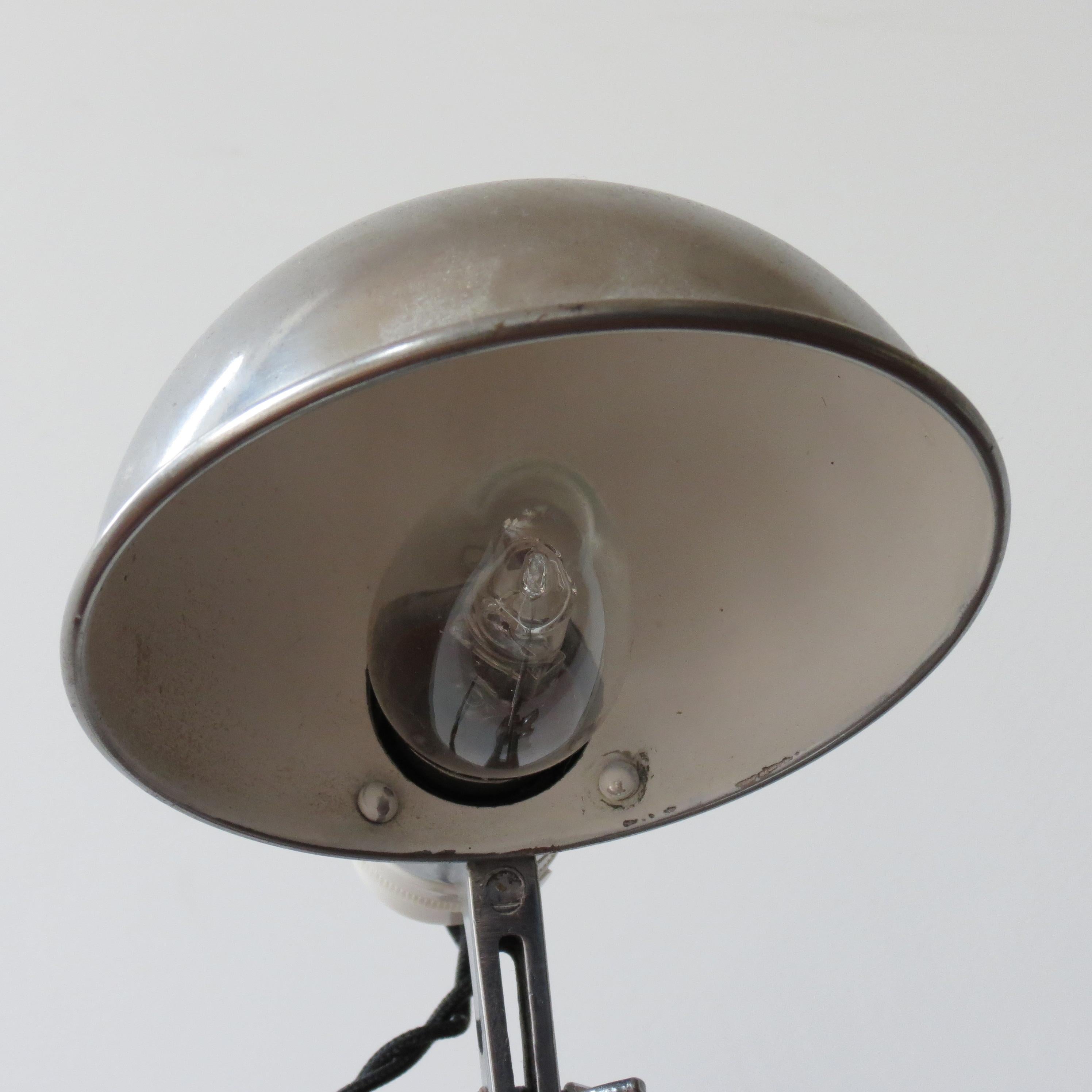 Machine-Made 1950s Industrial Metek Metal Travelling Lamp Aluminium Folding Adjustable Lamp W