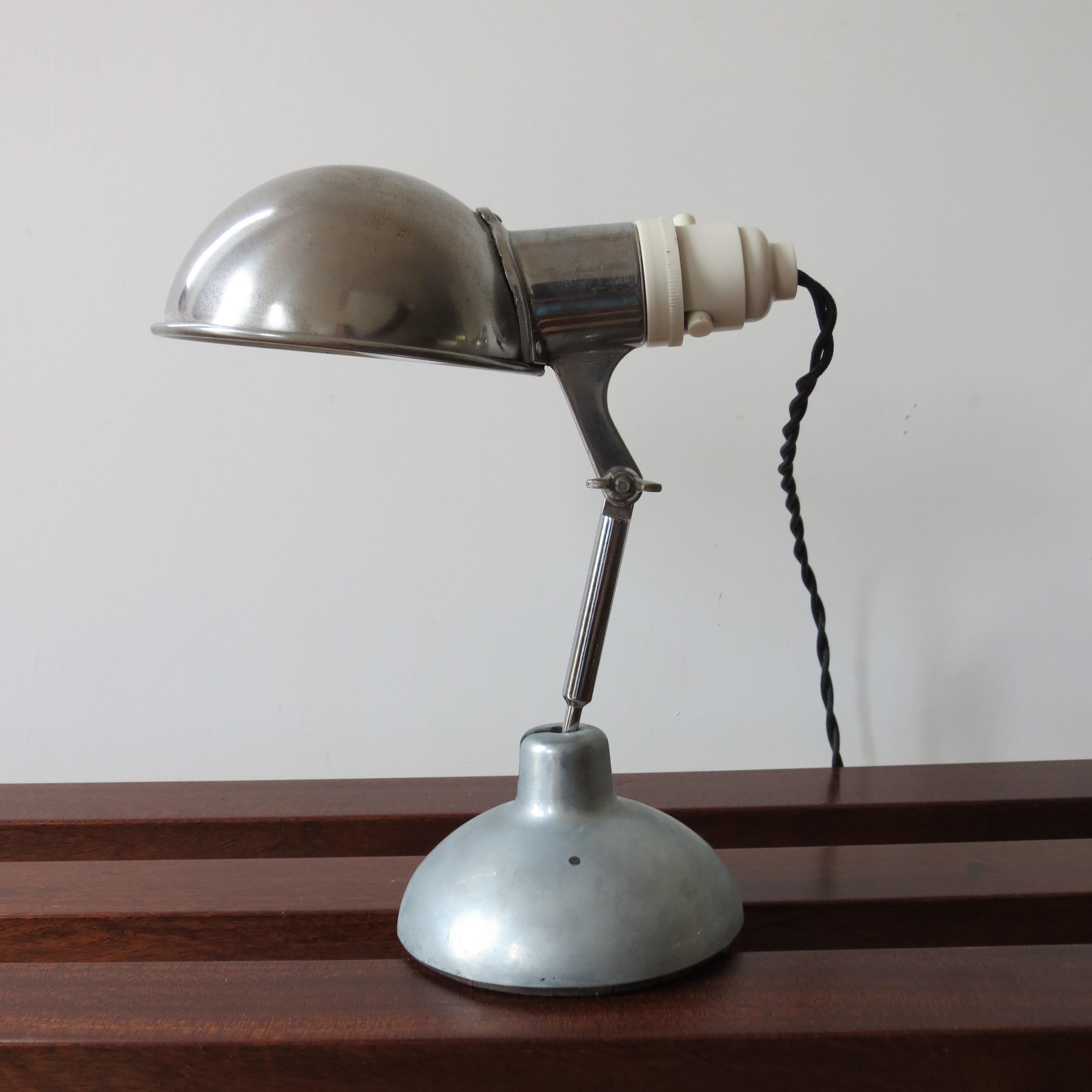 1950s Industrial Metek Metal Travelling Lamp Aluminium Folding Adjustable Lamp W In Good Condition In Stow on the Wold, GB