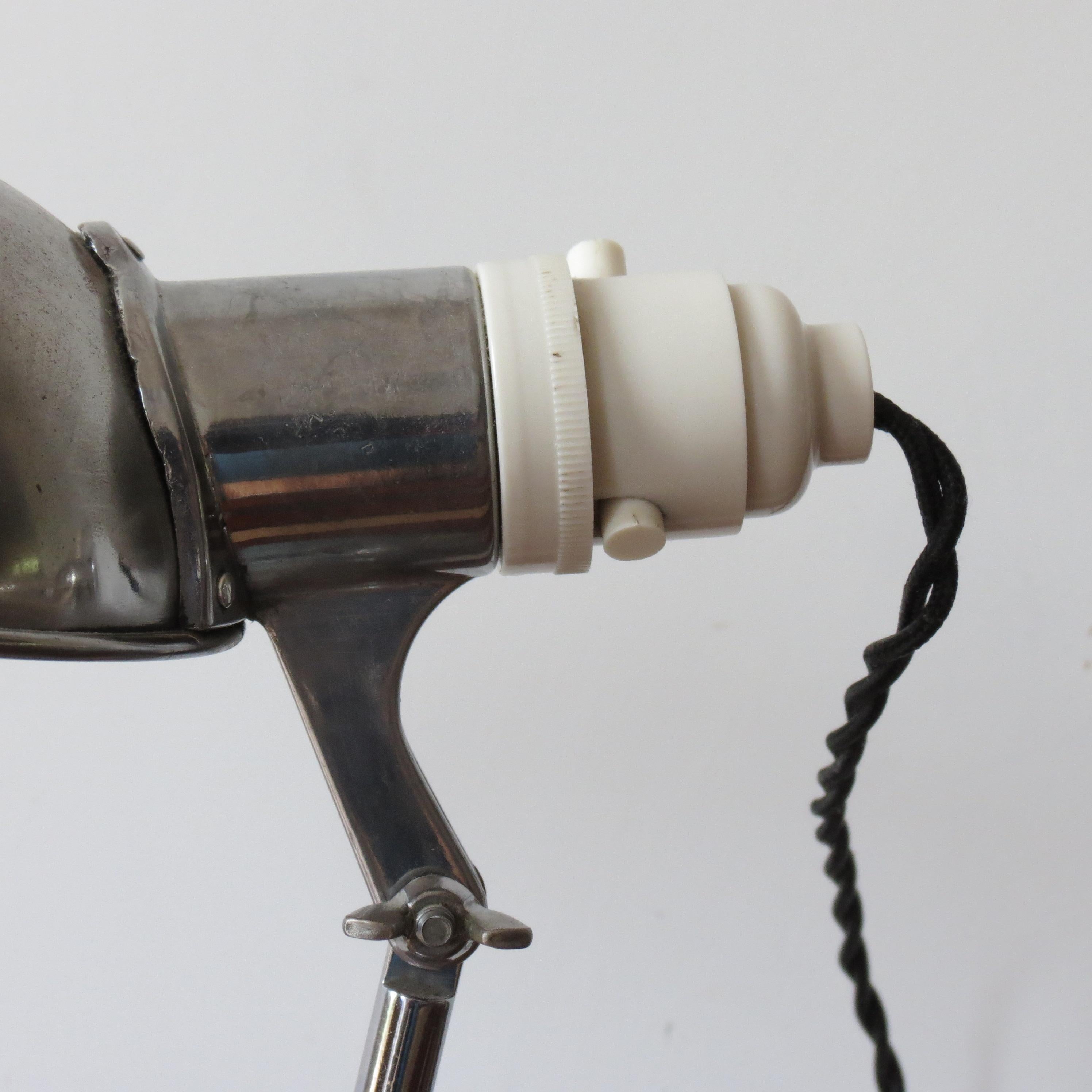 1950s Industrial Metek Metal Travelling Lamp Aluminium Folding Adjustable Lamp W 1