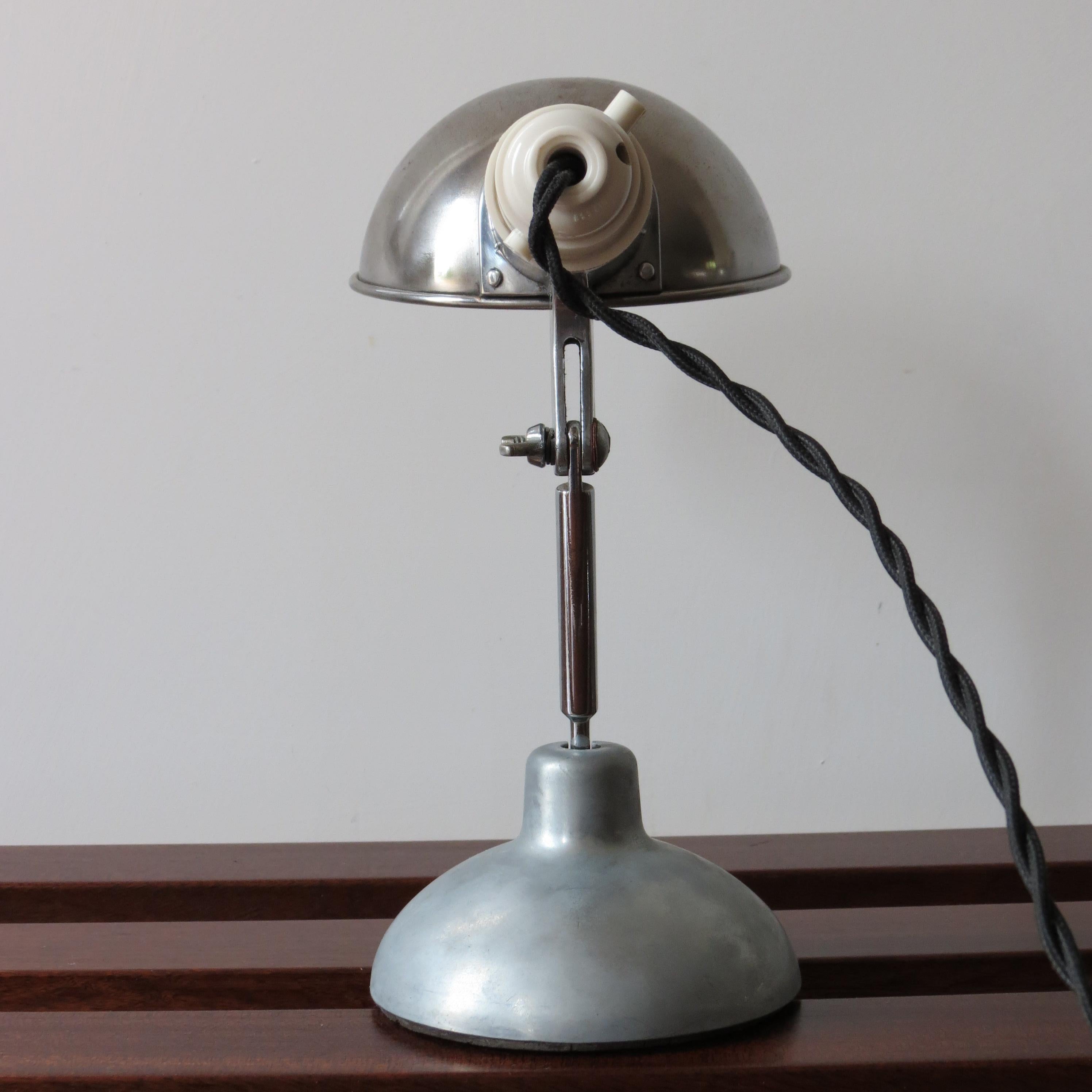1950s Industrial Metek Metal Travelling Lamp Aluminium Folding Adjustable Lamp W 3