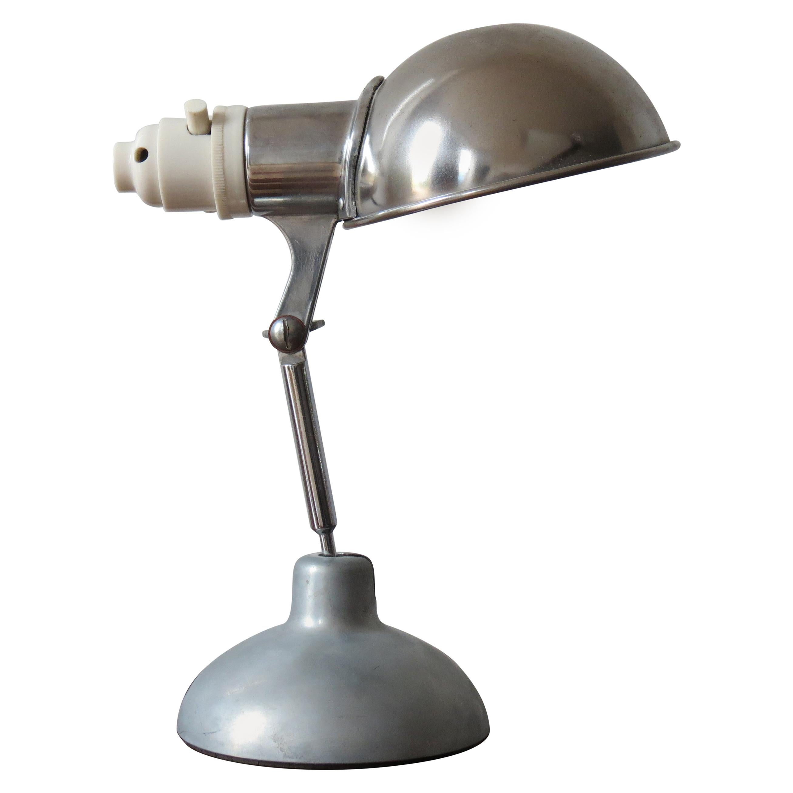 1950s Industrial Metek Metal Travelling Lamp Aluminium Folding Adjustable Lamp W