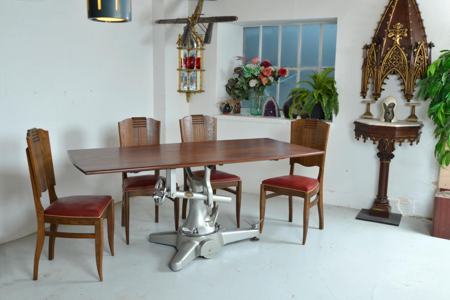 1950s Industrial Cast Iron Teak Operating Surgical Dining Table by Thackray, UK 12