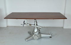 1950s Industrial Cast Iron Teak Operating Surgical Dining Table by Thackray, UK