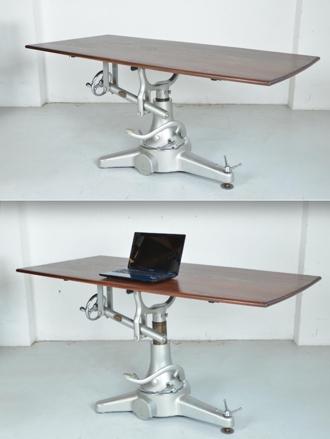 1950s Industrial Cast Iron Teak Operating Surgical Dining Table by Thackray, UK 2