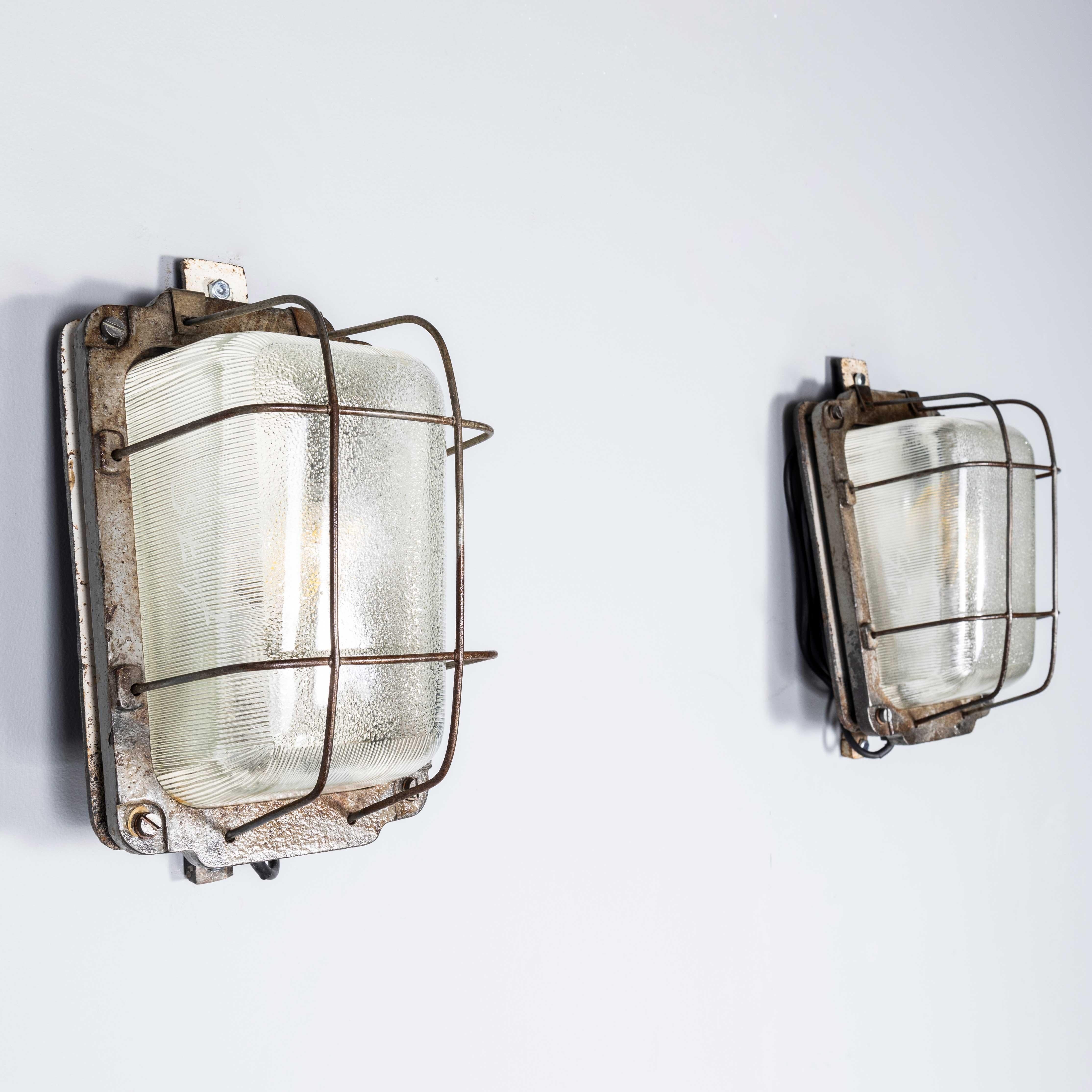 Czech 1950's Industrial Steel Bulkhead Lamps - Pair