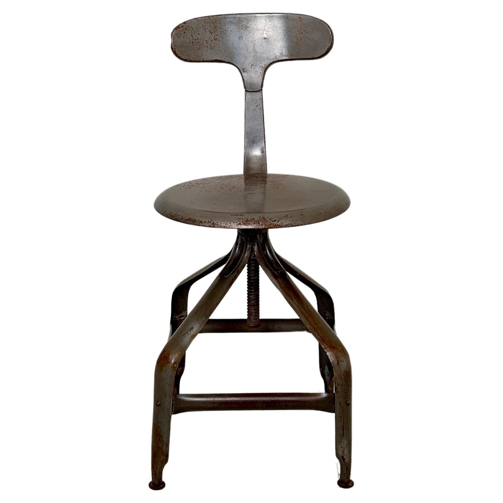 1950s Industrial Swivel Chair in Metal
